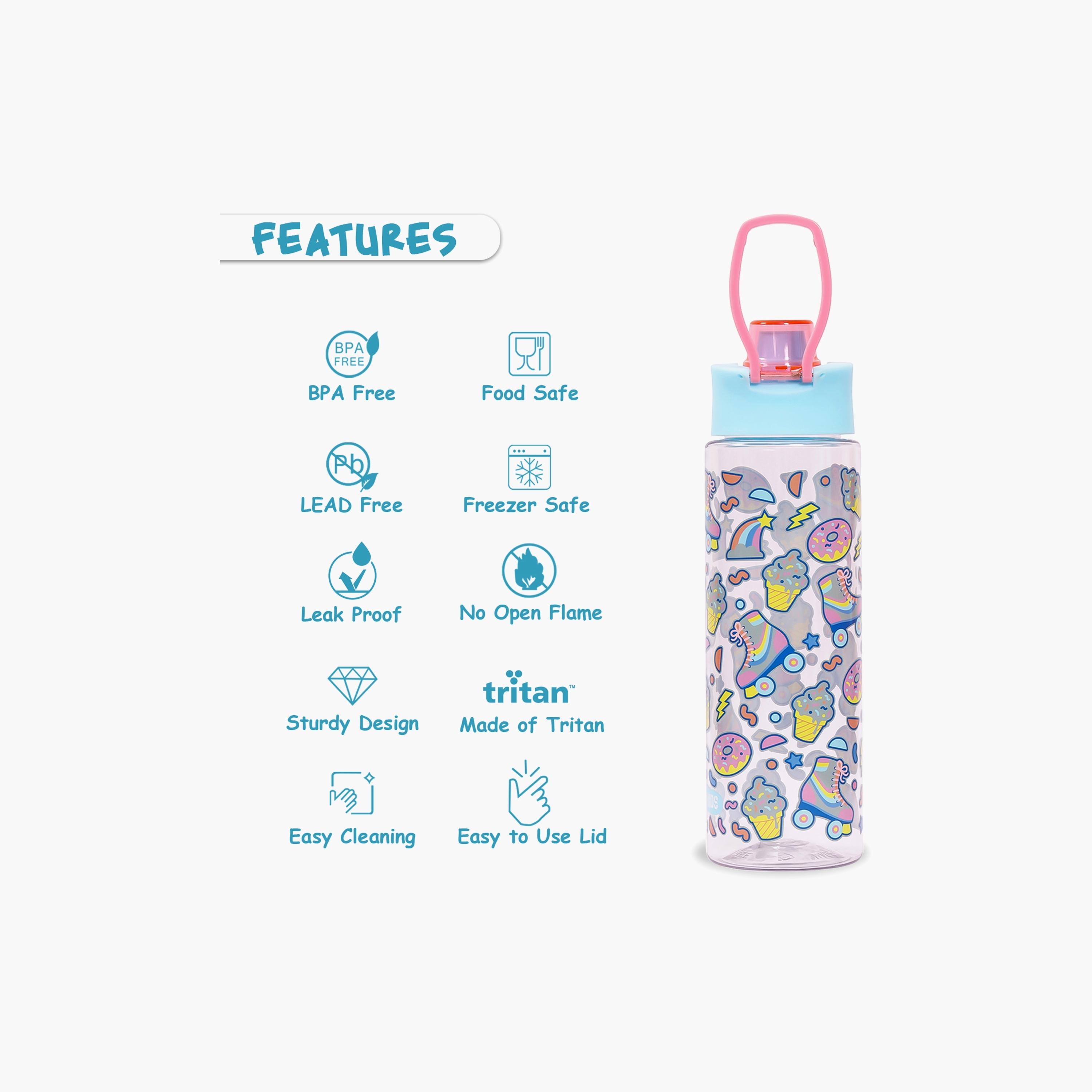 Eazy Kids Lunch Box Set And Tritan Water Bottle W/ Flip Lid, Gen Z Skater - Blue, 750 ML-school-lunchessentials-sets-image-3