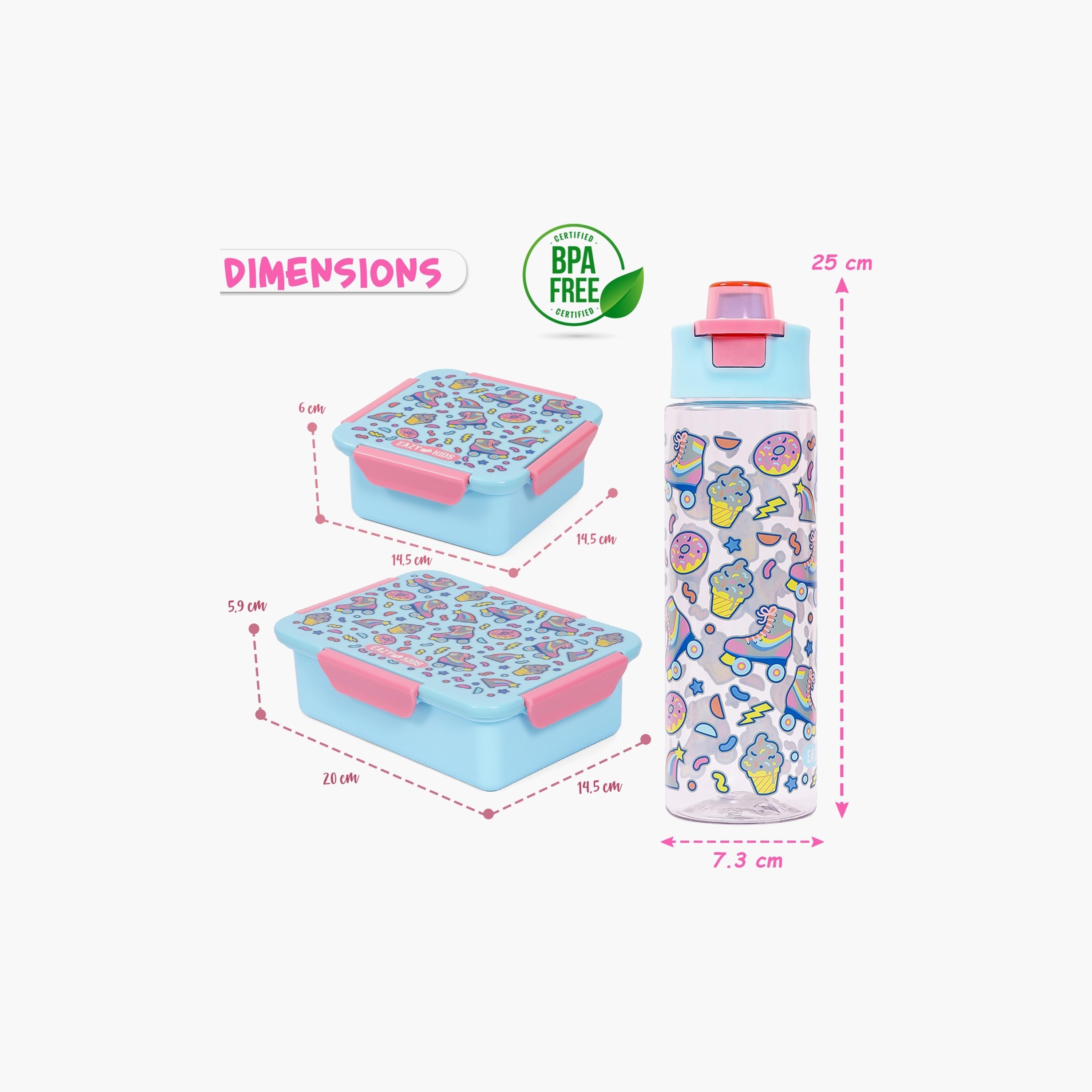 Eazy Kids Lunch Box Set And Tritan Water Bottle W/ Flip Lid, Gen Z Skater - Blue, 750 ML-school-lunchessentials-sets-image-5