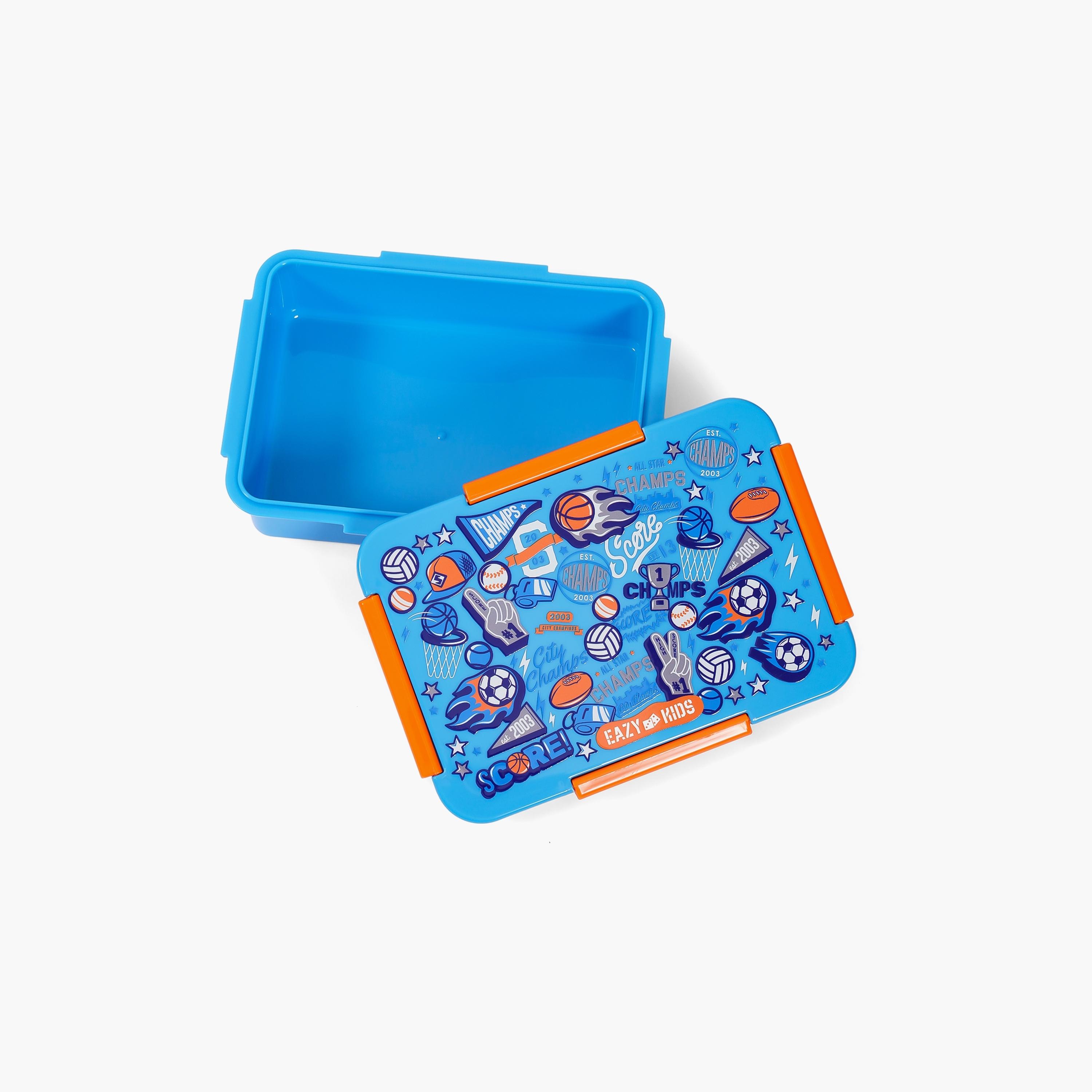 Eazy Kids Lunch Box Set, Soccer - Blue-school-lunchessentials-lunchboxes-image-2
