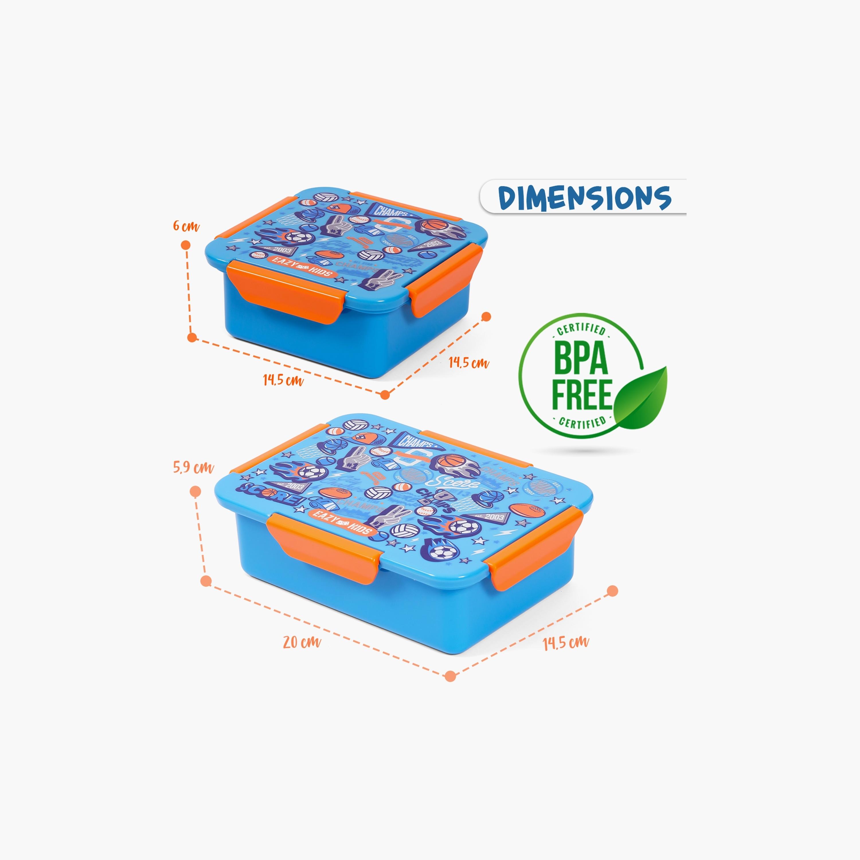 Eazy Kids Lunch Box Set, Soccer - Blue-school-lunchessentials-lunchboxes-image-5