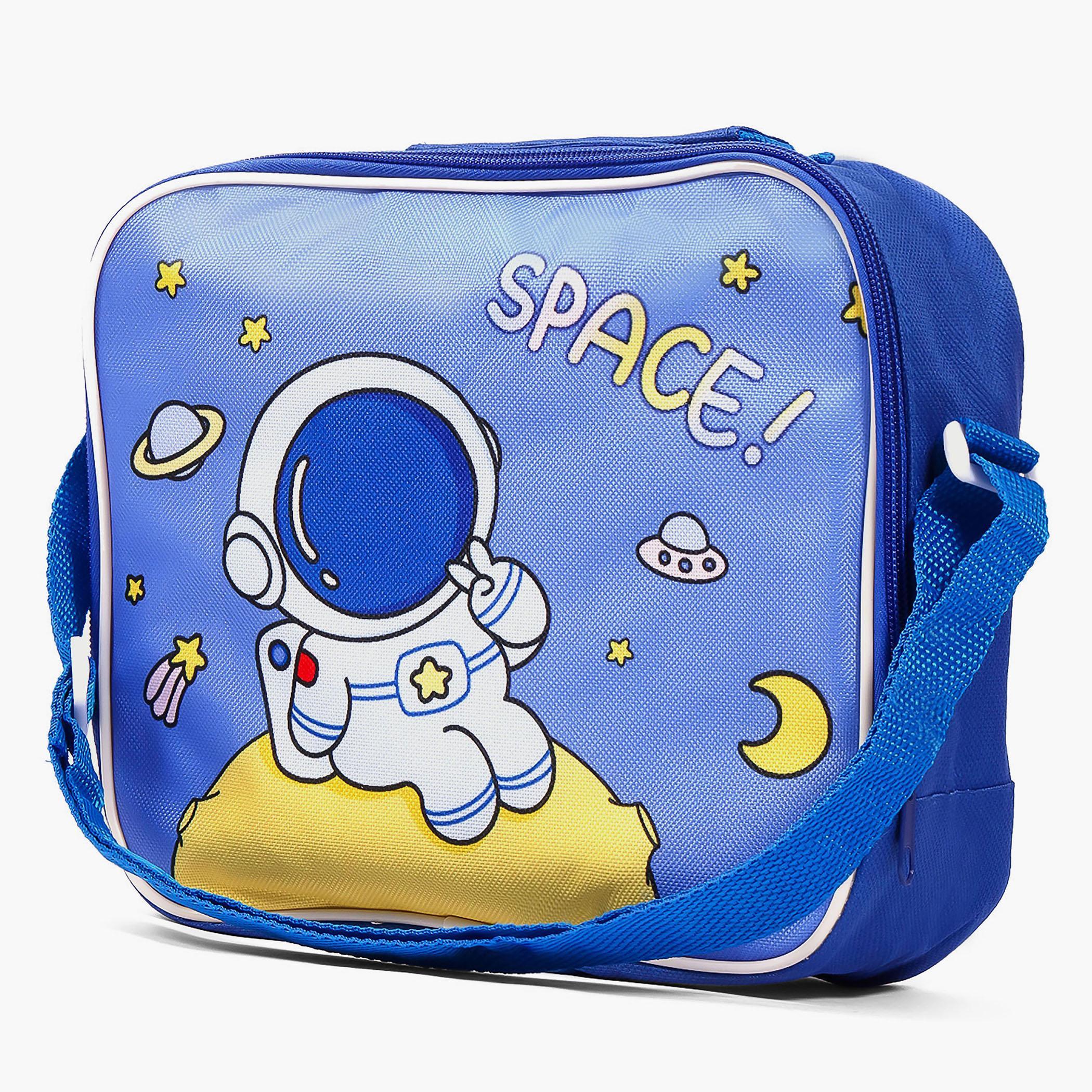 Eazy Kids Lunch Box And Water Bottle With Bag - Space Blue-school-waterbottles-image-2