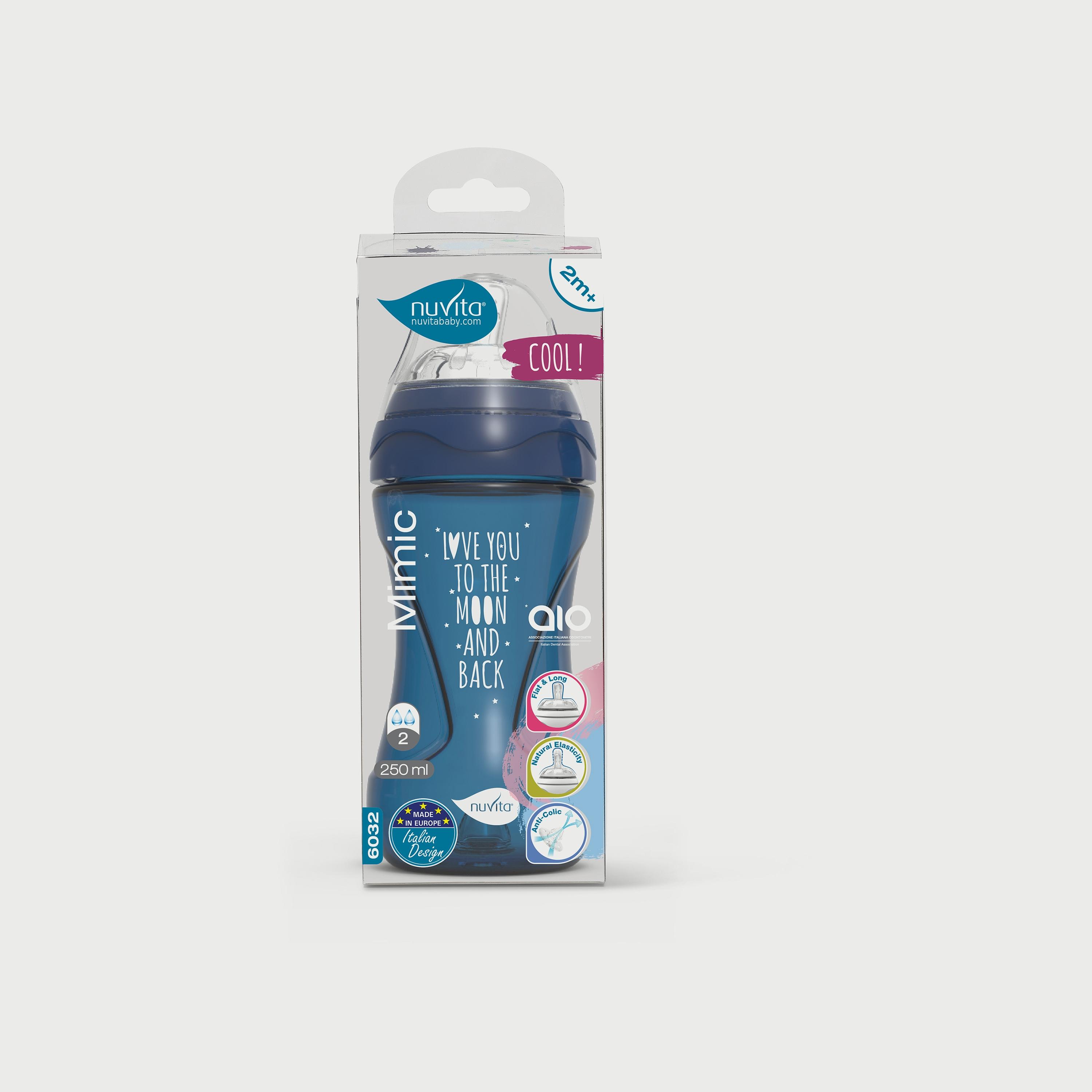 زجاجة رضاعة ميميك كول للرضع من نوفيتا - 250 مل-baby-feeding-feedingbottles-bottlesandteats-image-1
