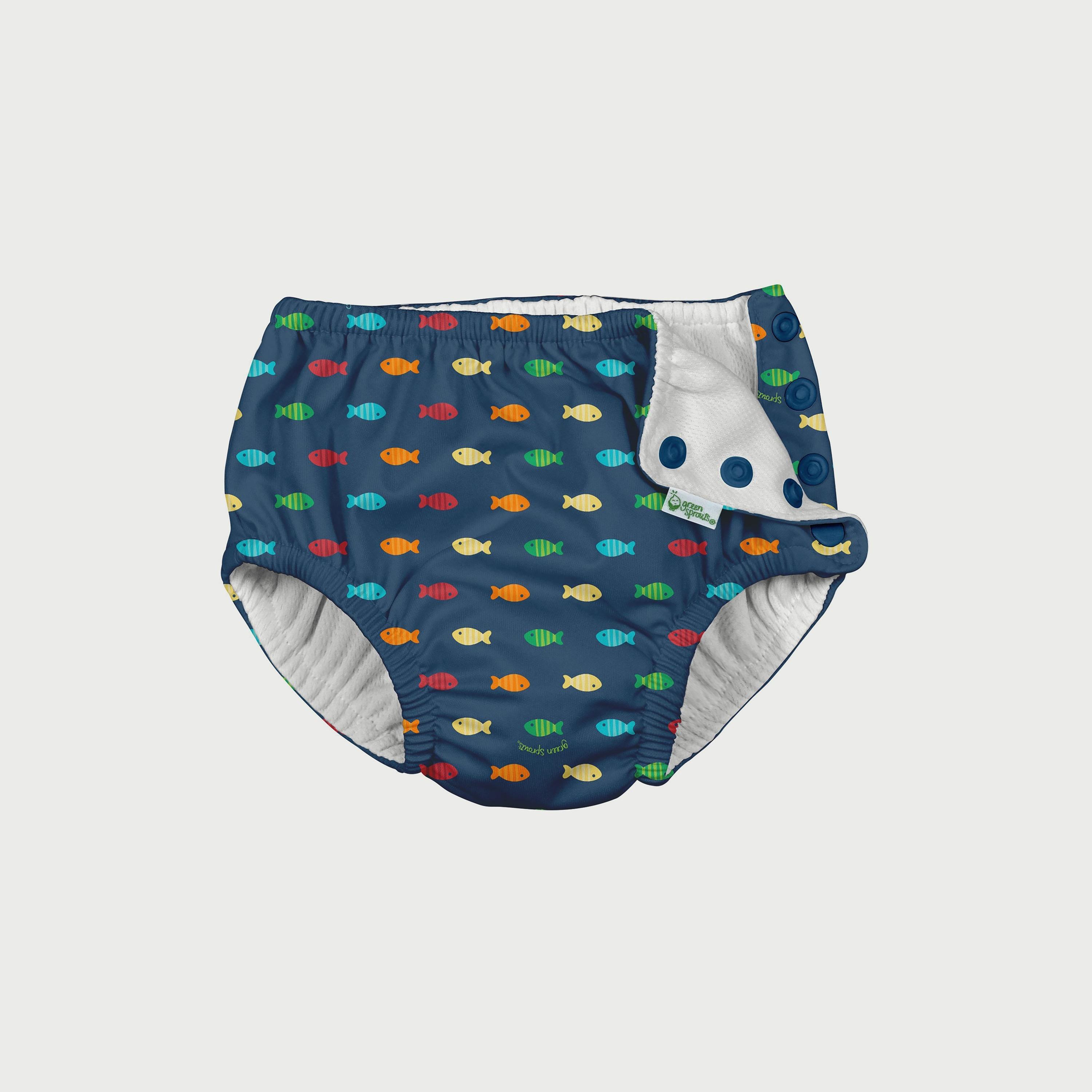 Buy Green Sprouts Snap Reusable Absorbent Swimsuit Diaper - Navy Fish ...