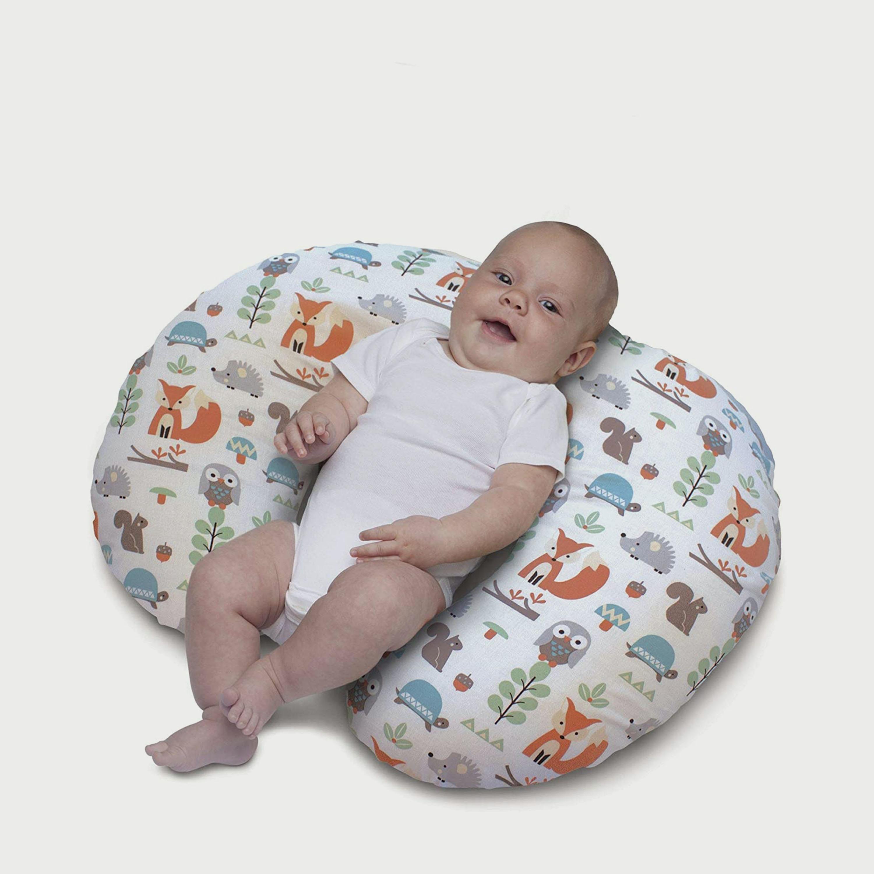 Chicco Boppy Pillow With Cotton Slipcover Modern Woodland