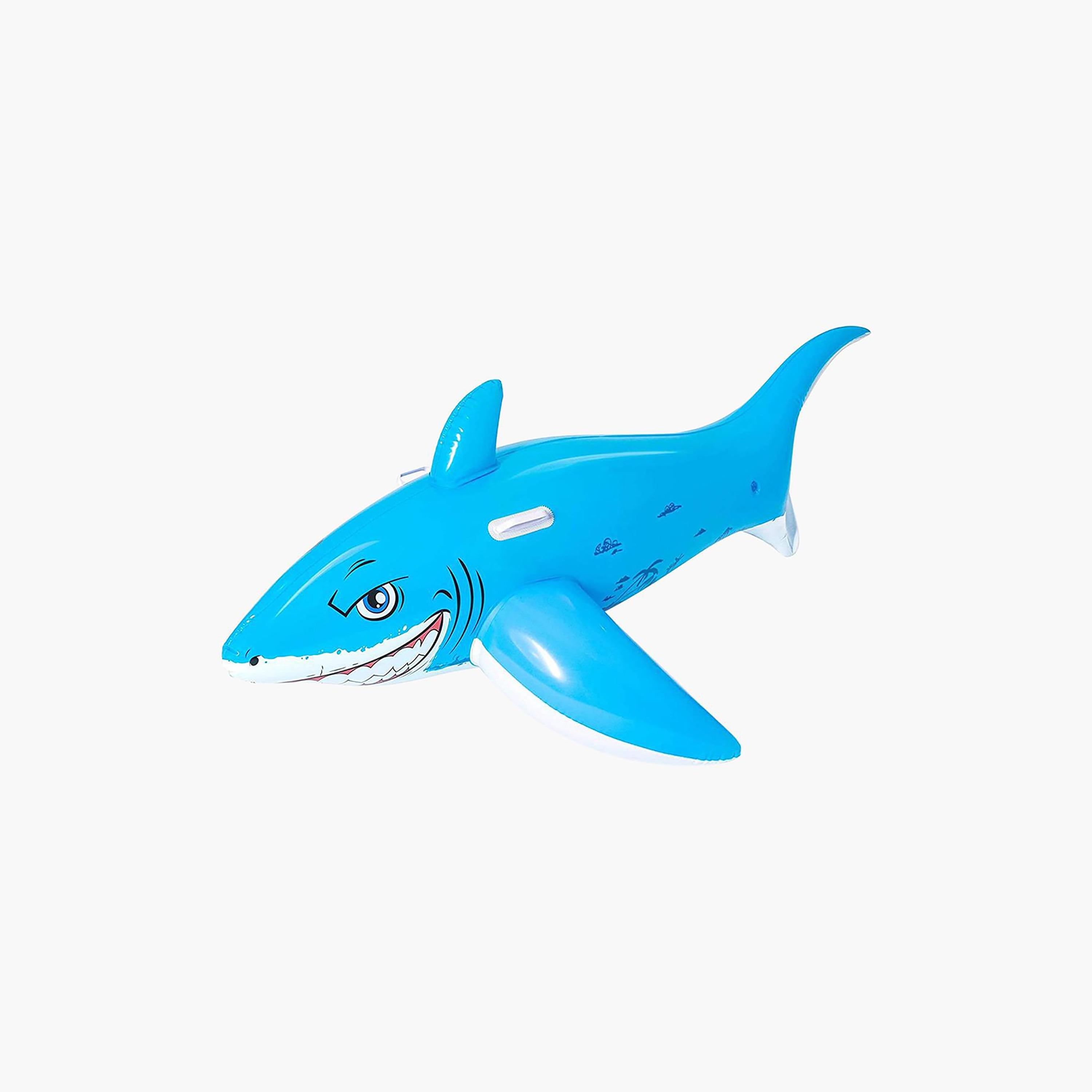 لعبة مسبح للركوب قابلة للنفخ بتصميم سمكة قرش بيضاء كبيرة من بيست واي-toys-outdoor-poolandbeach-floatsandboats-image-1