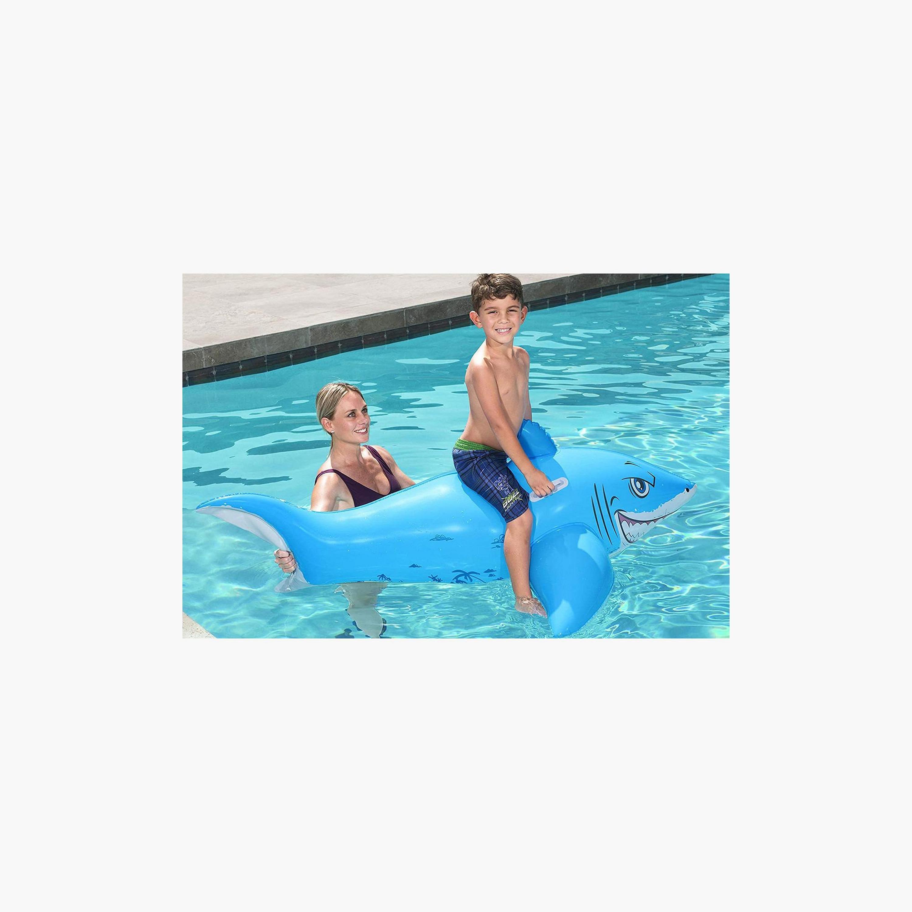 لعبة مسبح للركوب قابلة للنفخ بتصميم سمكة قرش بيضاء كبيرة من بيست واي-toys-outdoor-poolandbeach-floatsandboats-image-4