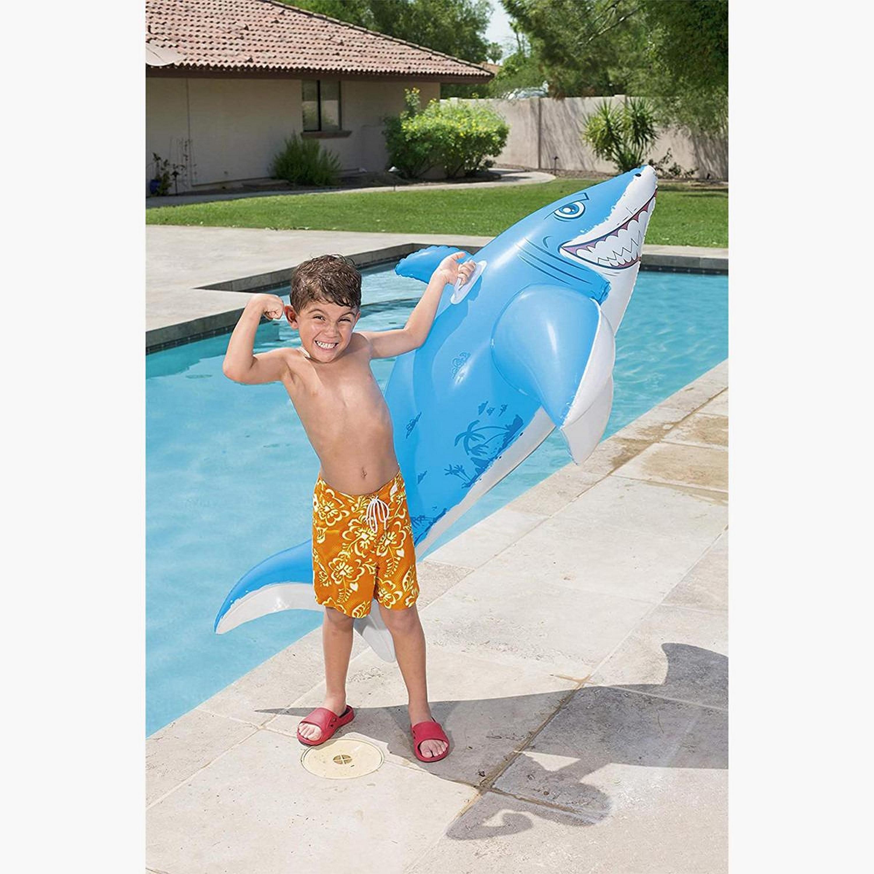 لعبة مسبح للركوب قابلة للنفخ بتصميم سمكة قرش بيضاء كبيرة من بيست واي-toys-outdoor-poolandbeach-floatsandboats-image-5