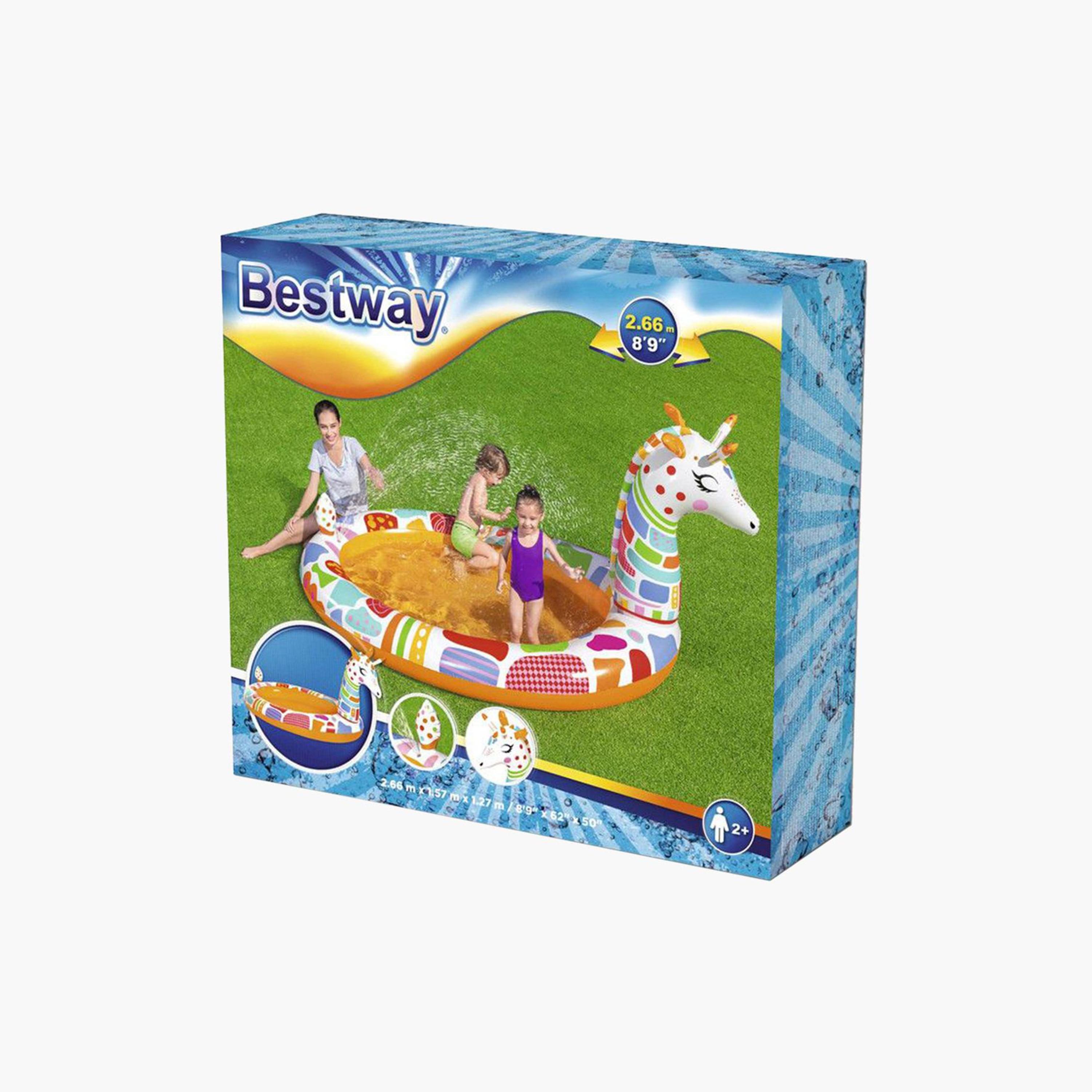 مسبح قابل للنفخ بتصميم زرافة ورشاش من بست واي-toys-outdoor-poolandbeach-floatsandboats-image-2