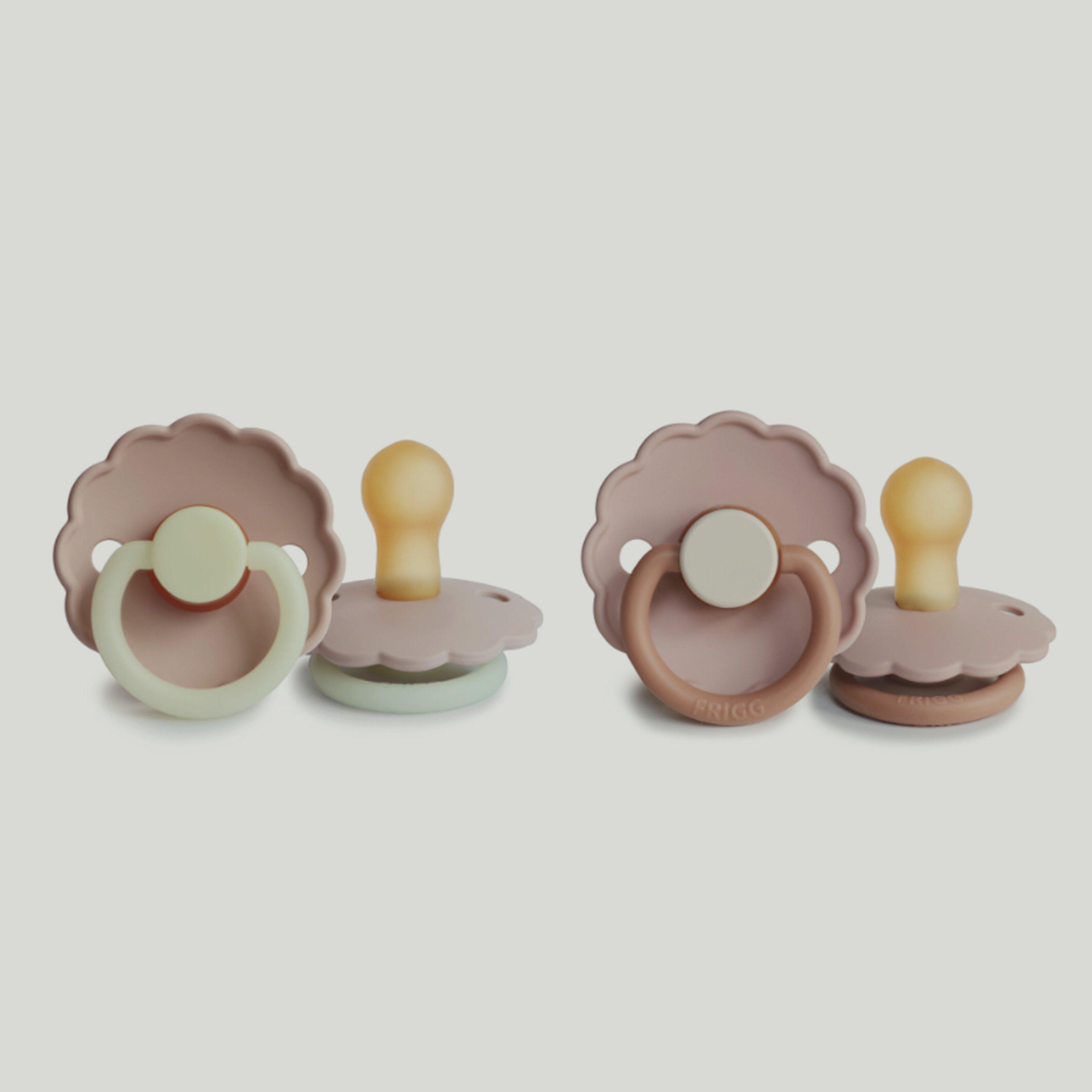 Frigg Daisy Latex Baby Pacifier (0-6M), Pack Of 2, Blush Night/Biscuit , Size 1-baby-feeding-pacifiers-image-1