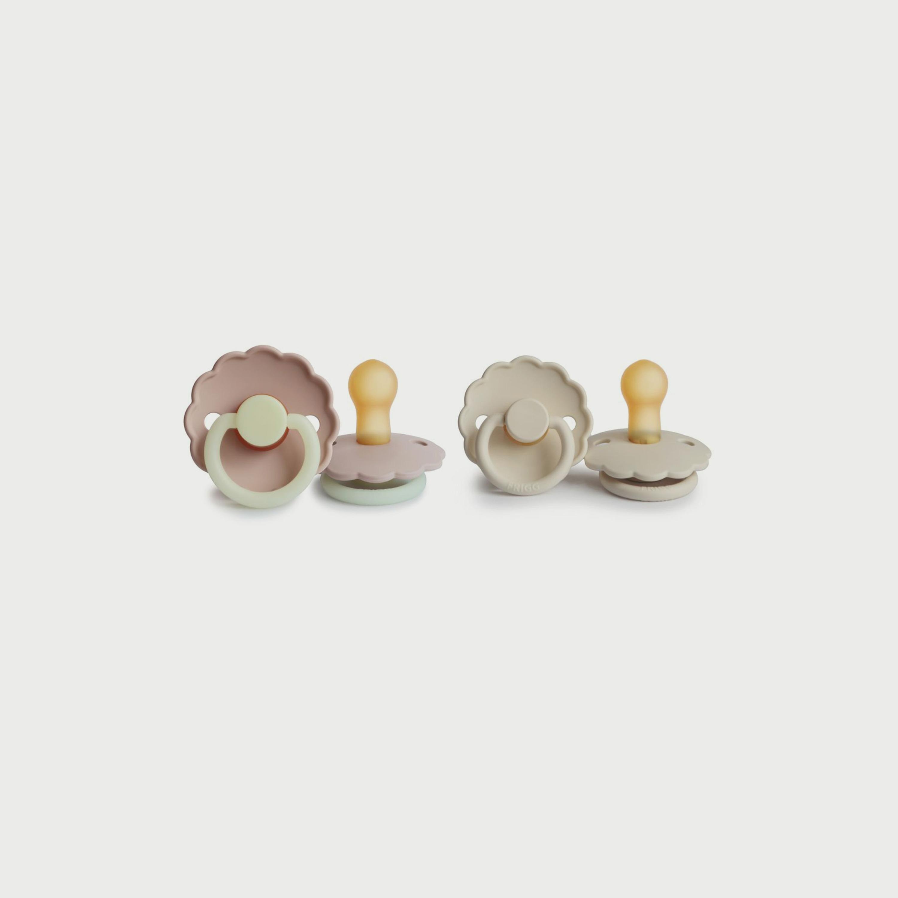 Frigg Daisy Latex Baby Pacifier (0-6M), Pack Of 2, Blush Night/Cream , Size 1-baby-feeding-pacifiers-image-1