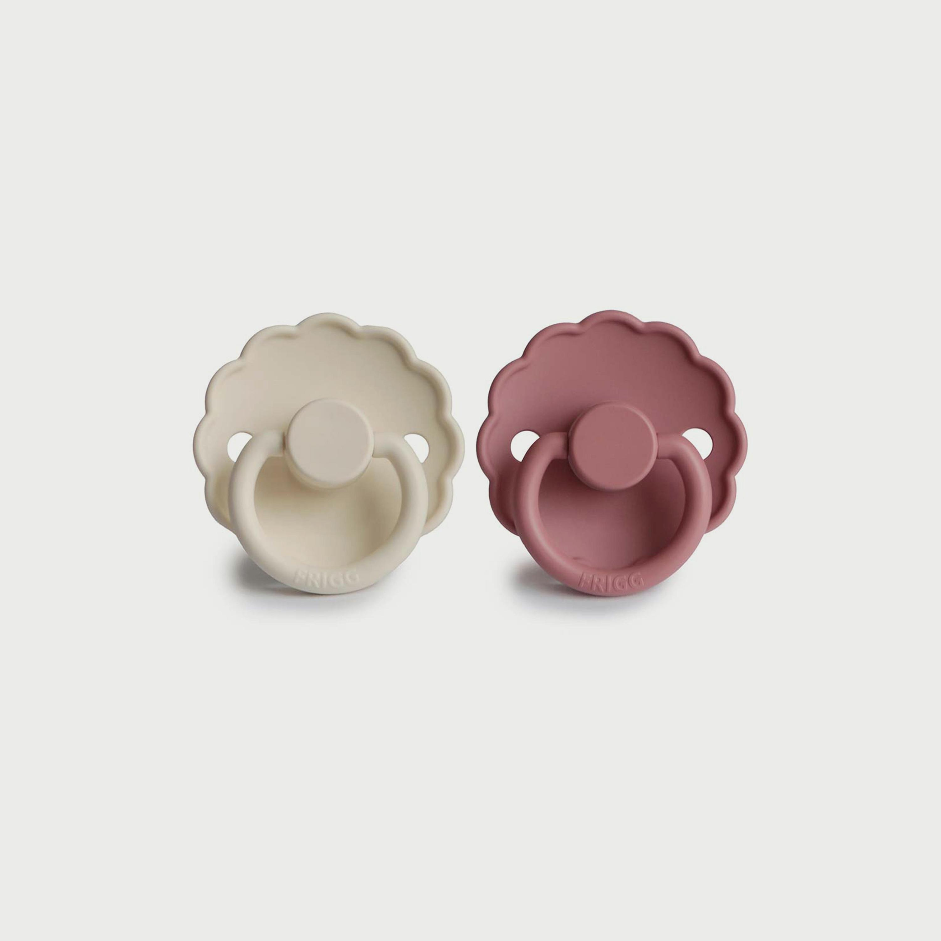 Frigg Daisy Silicone Baby Pacifier (0-6M), Pack Of 2, Cream/Cedar , Size 1-baby-feeding-pacifiers-image-1