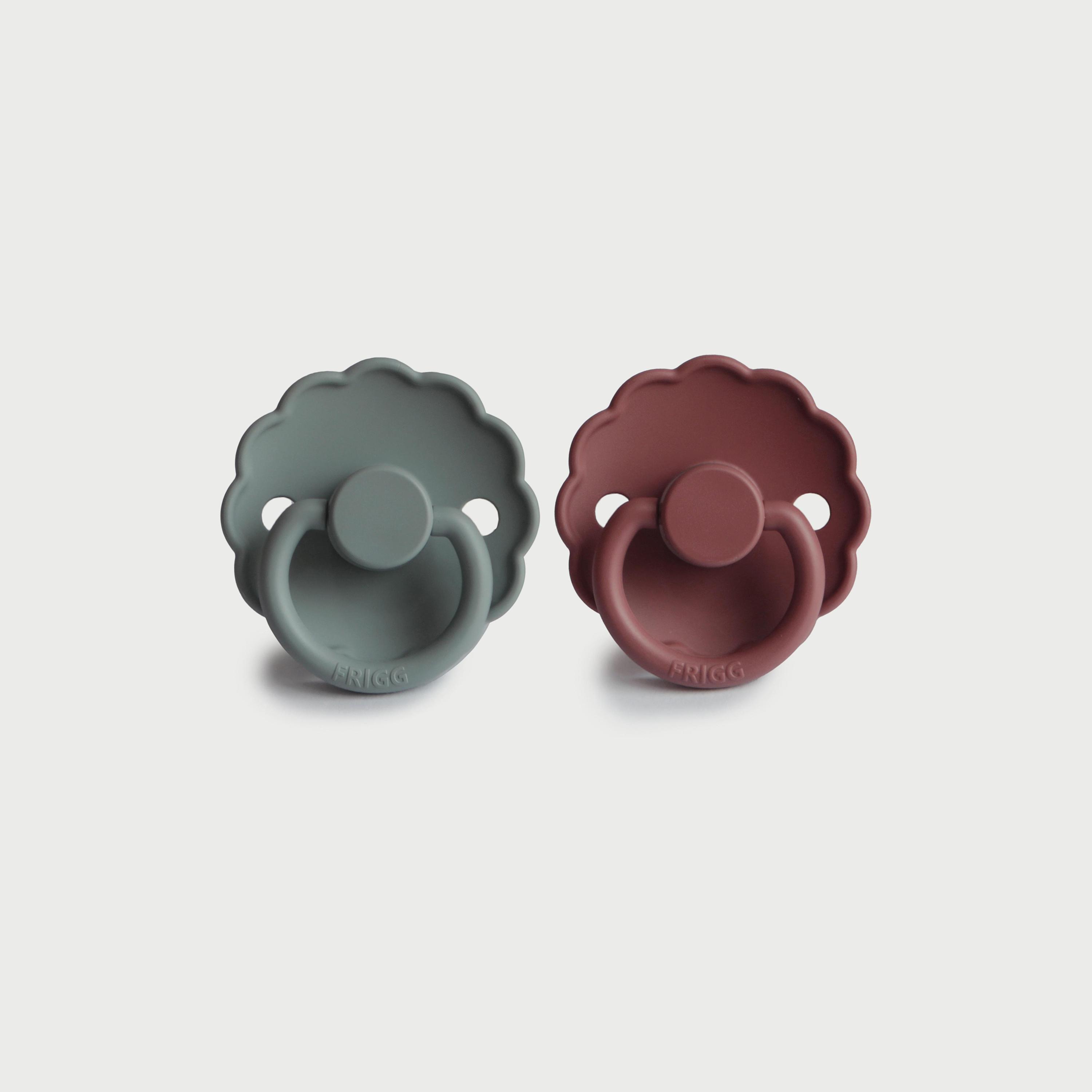 Frigg Daisy Silicone Baby Pacifier (0-6M), Pack Of 2, French Gray/Woodchuck , Size 1-baby-feeding-pacifiers-image-1