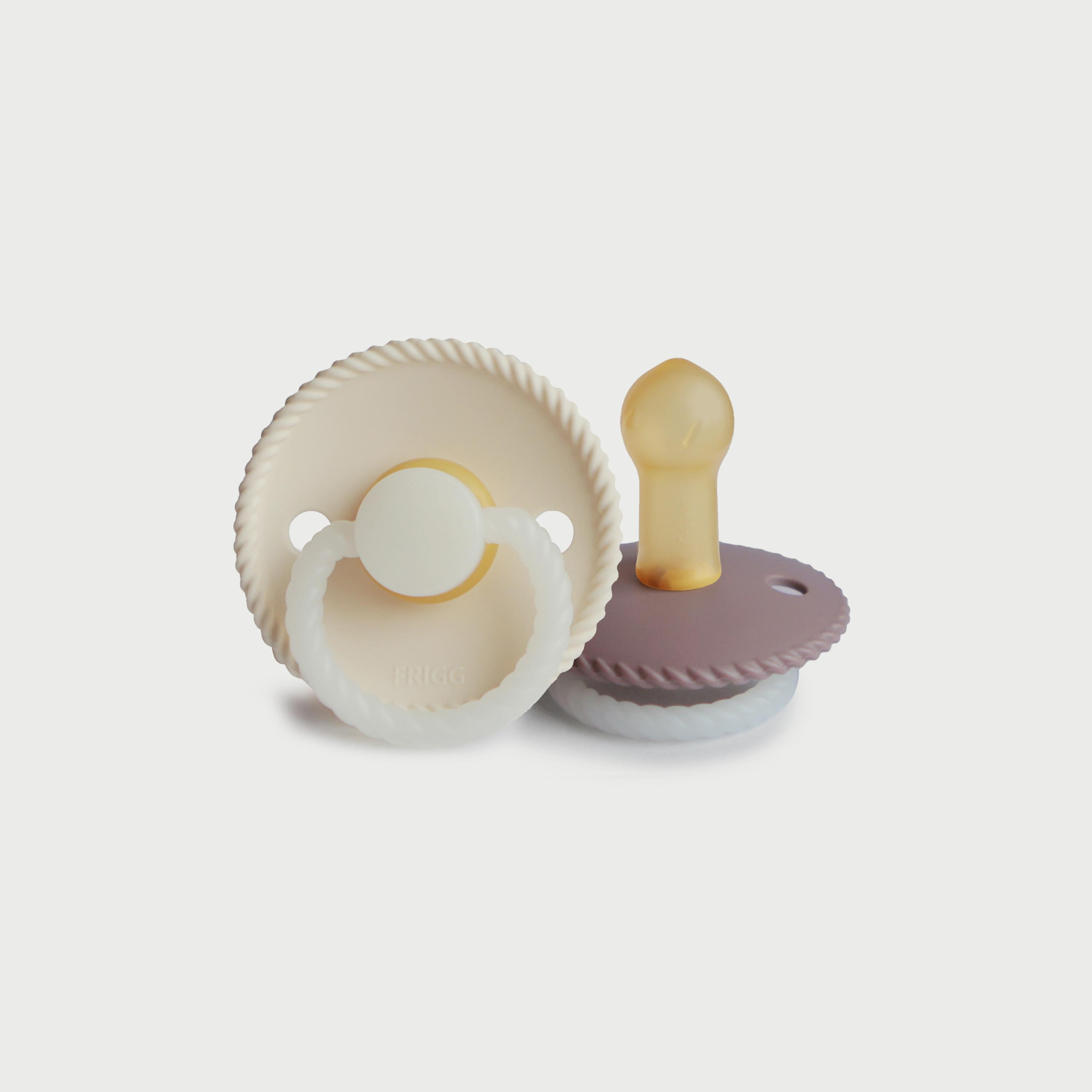 Frigg Rope Latex Baby Pacifier (6-18M), Pack Of 2, Cream Night/Twilight Mauve Night , Size 2-baby-feeding-pacifiers-image-1