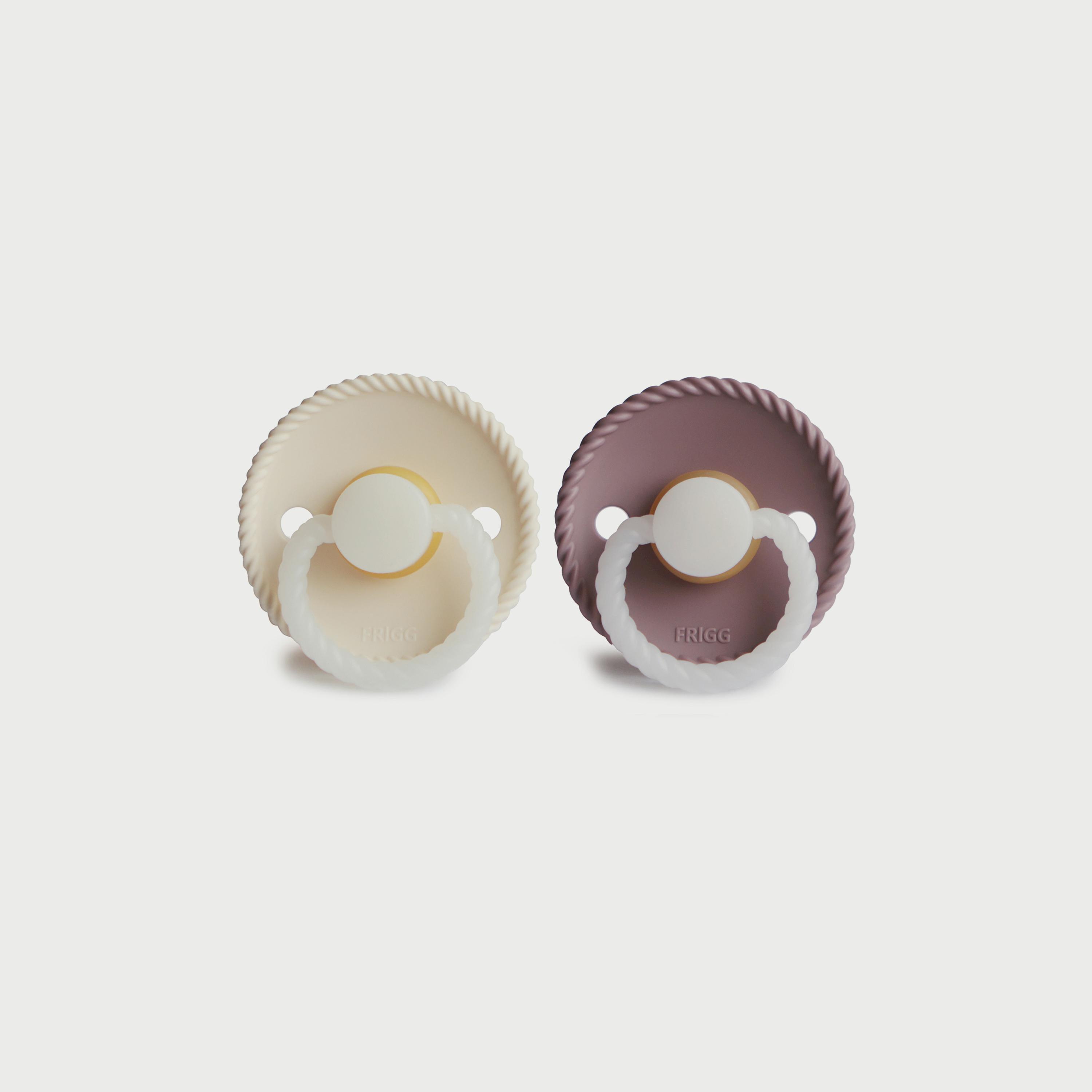 Frigg Rope Latex Baby Pacifier (6-18M), Pack Of 2, Cream Night/Twilight Mauve Night , Size 2-baby-feeding-pacifiers-image-2