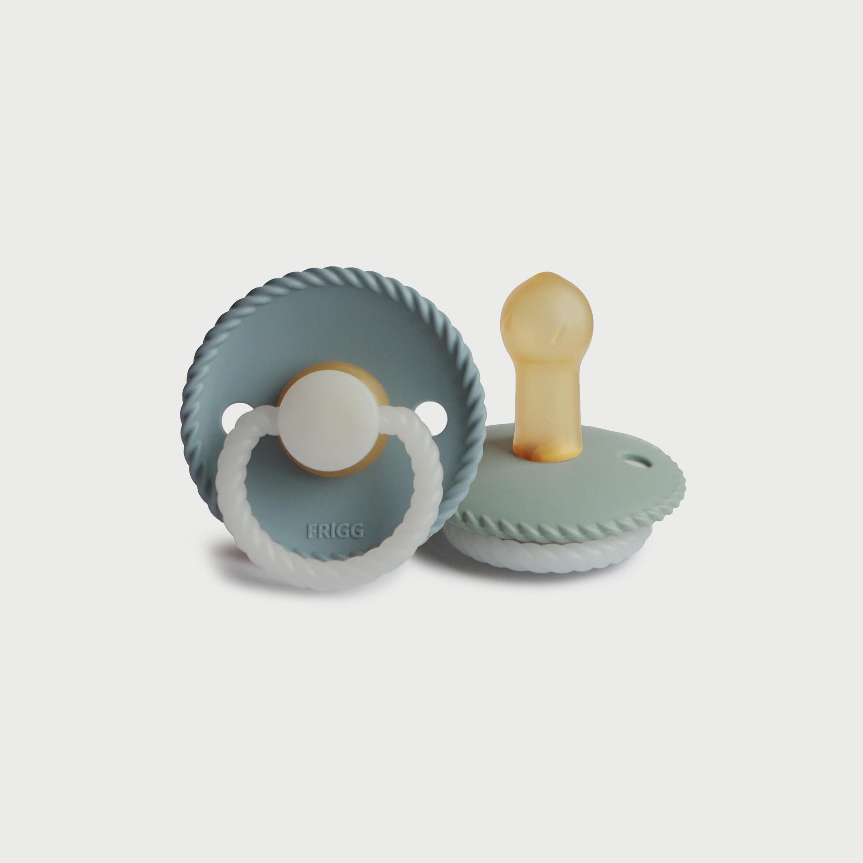Frigg Rope Latex Baby Pacifier (6-18M), Pack Of 2, Stone Blue Night/Sage Night , Size 2-baby-feeding-pacifiers-image-1