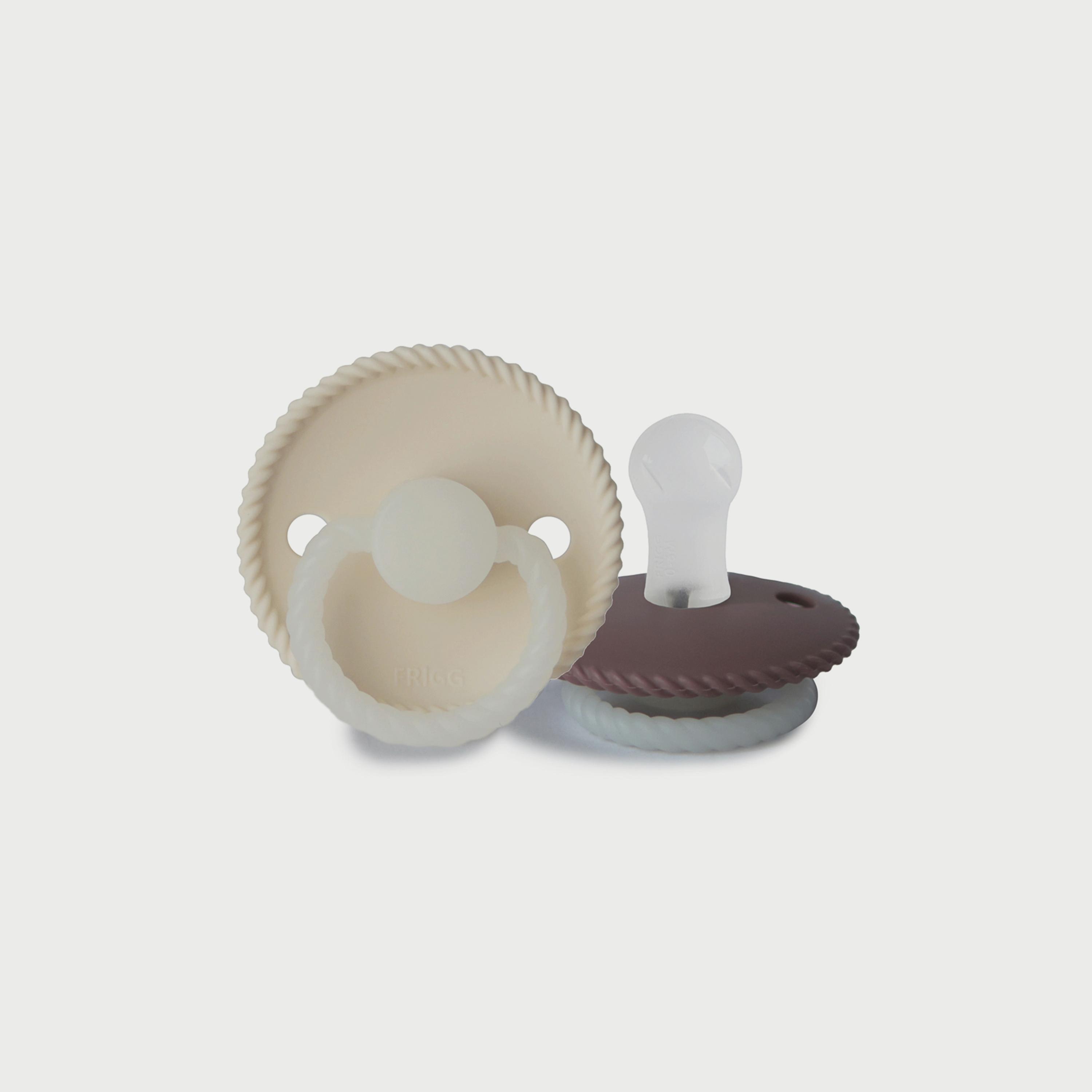 Frigg Rope Silicone Baby Pacifier (0-6M), Pack Of 2, Cream Night/Twilight Mauve Night , Size 1-baby-feeding-pacifiers-image-1