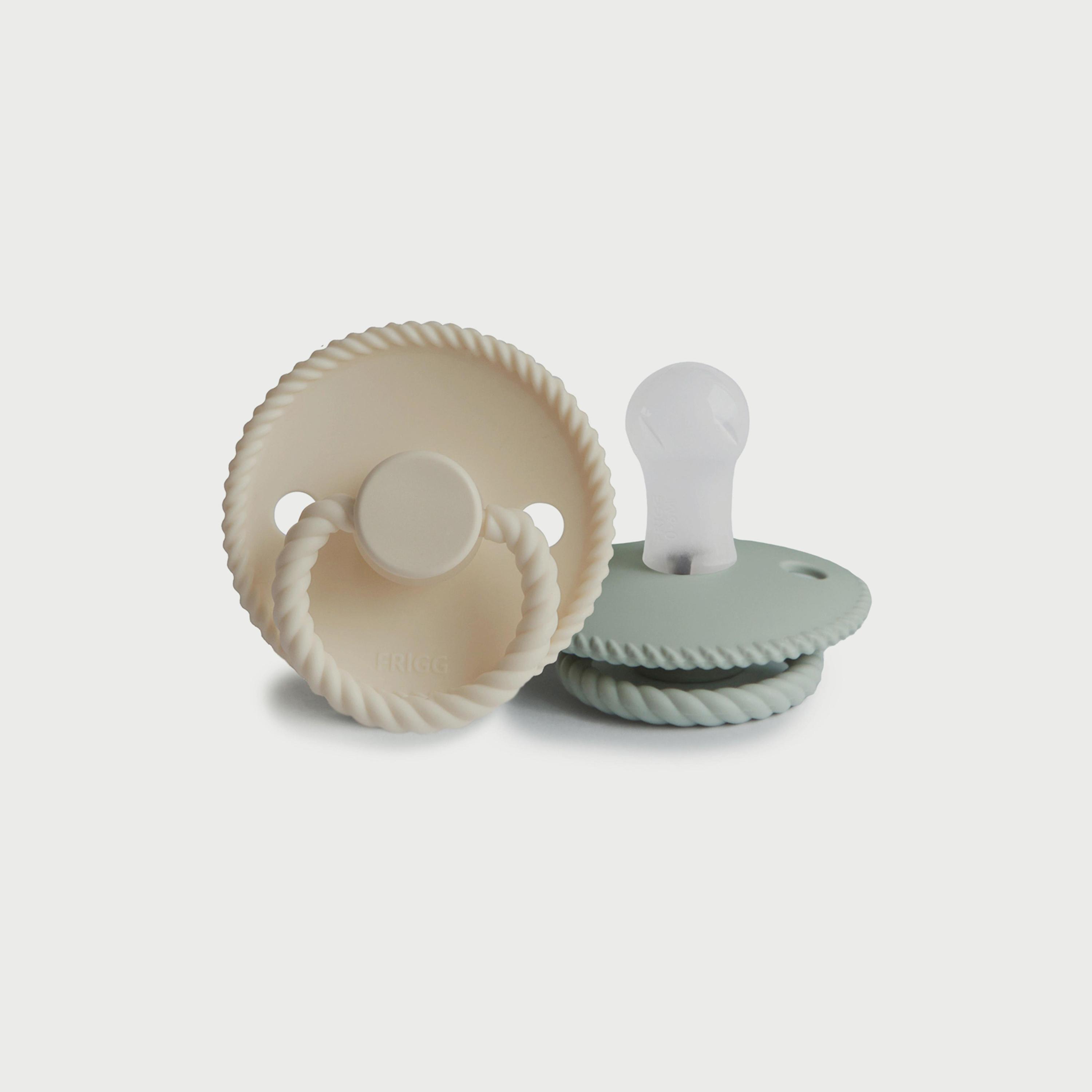 Frigg Rope Silicone Baby Pacifier (0-6M), Pack Of 2, Cream/Sage , Size 1-baby-feeding-pacifiers-image-1
