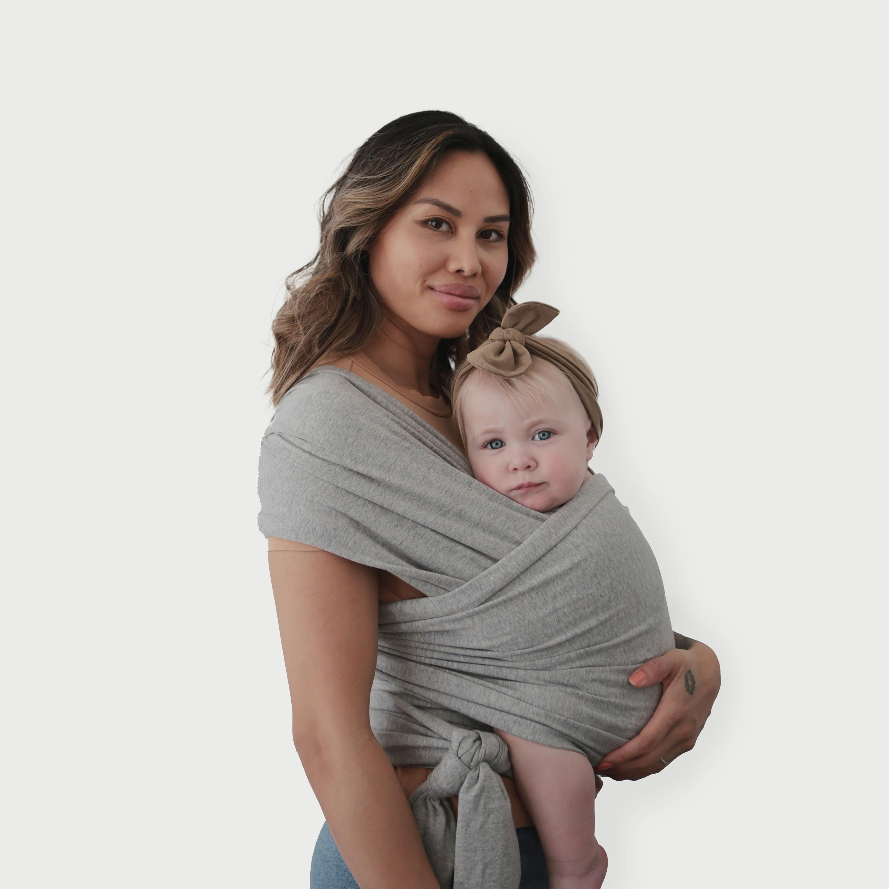 Mushie Baby Carrier Wrap Gray Melange-baby-gear-babycarriers-image-1