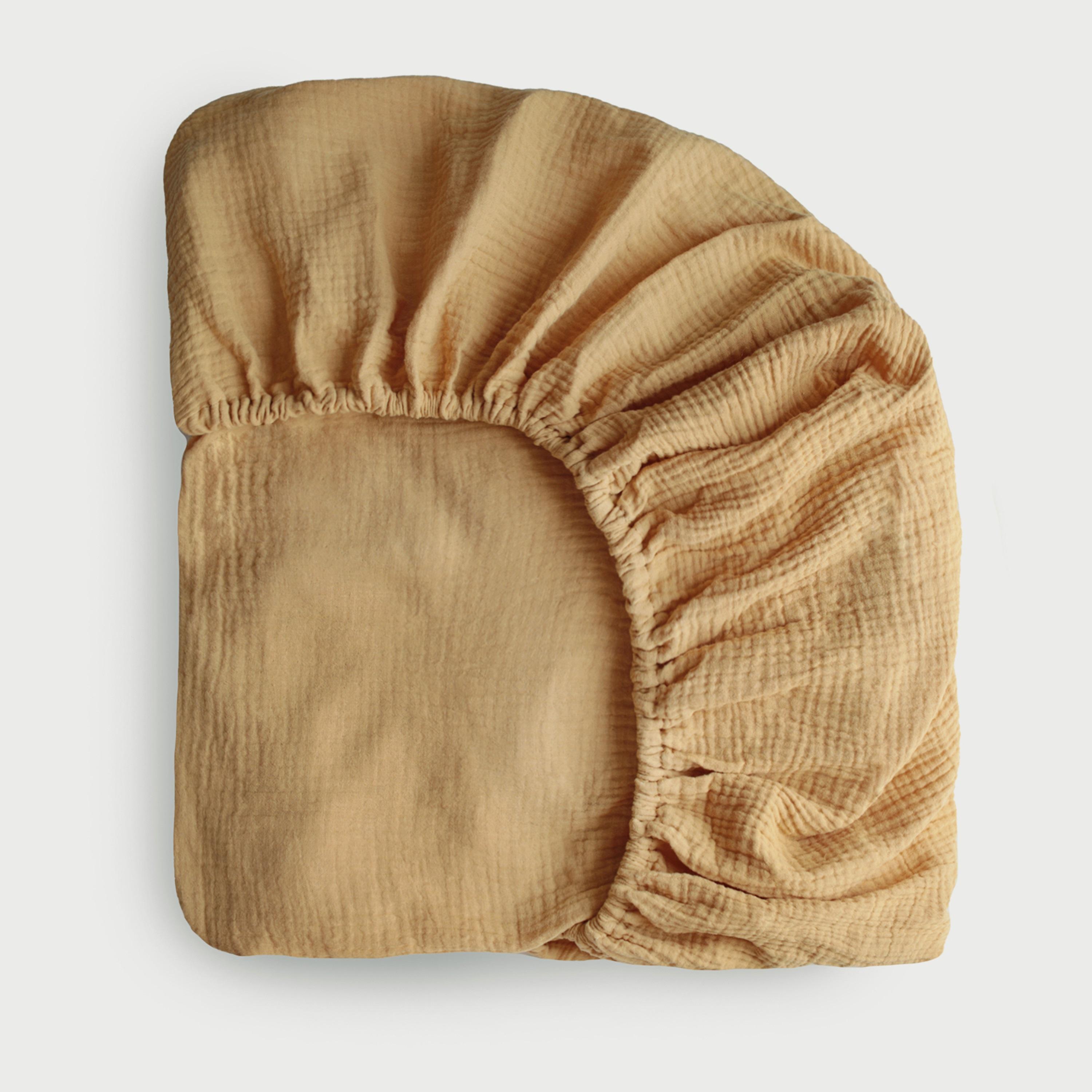 Mushie Crib Sheet Small Fall Yellow-baby-nursery-babybedding-image-1