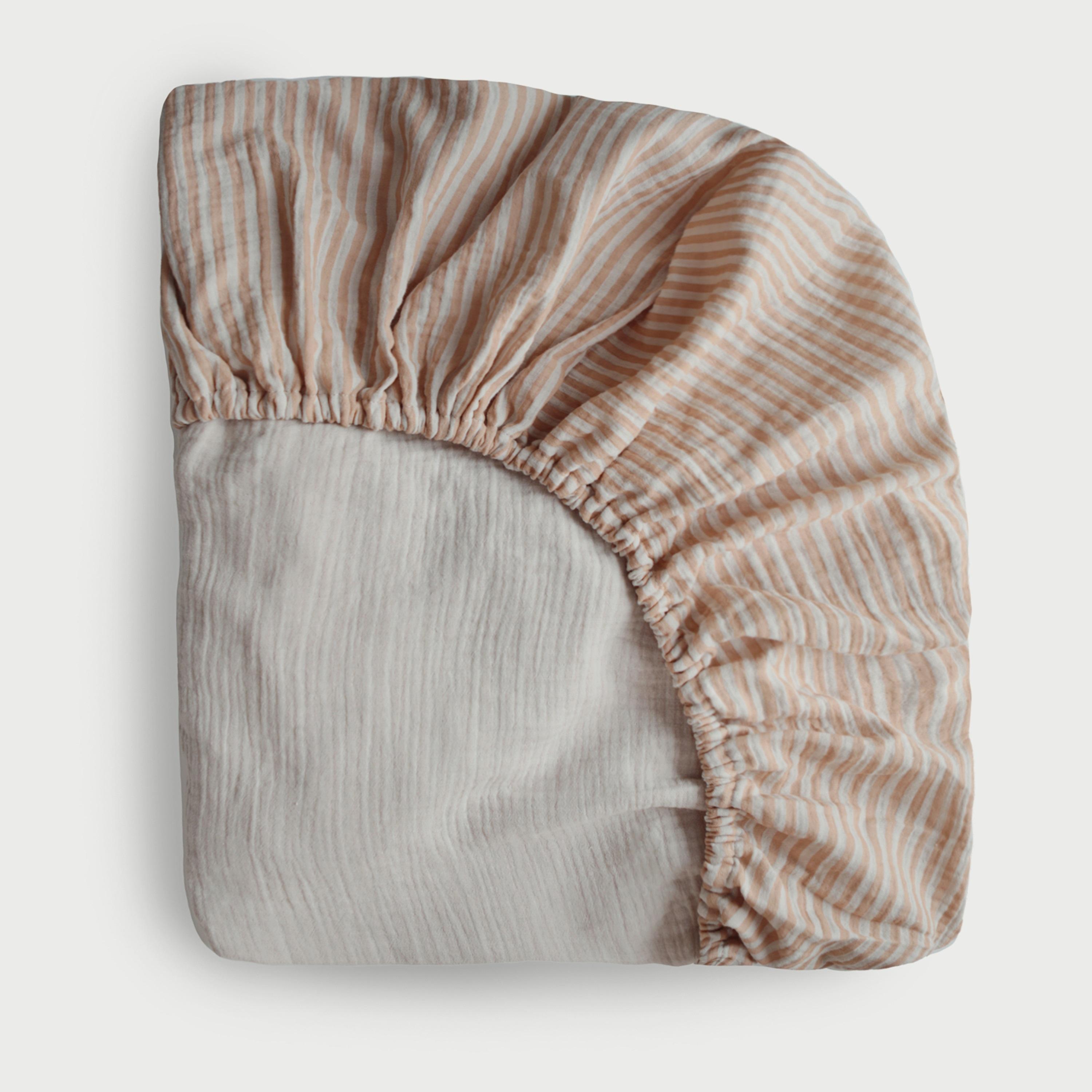 Mushie Crib Sheet Small Natural Stripe-baby-nursery-babybedding-image-1