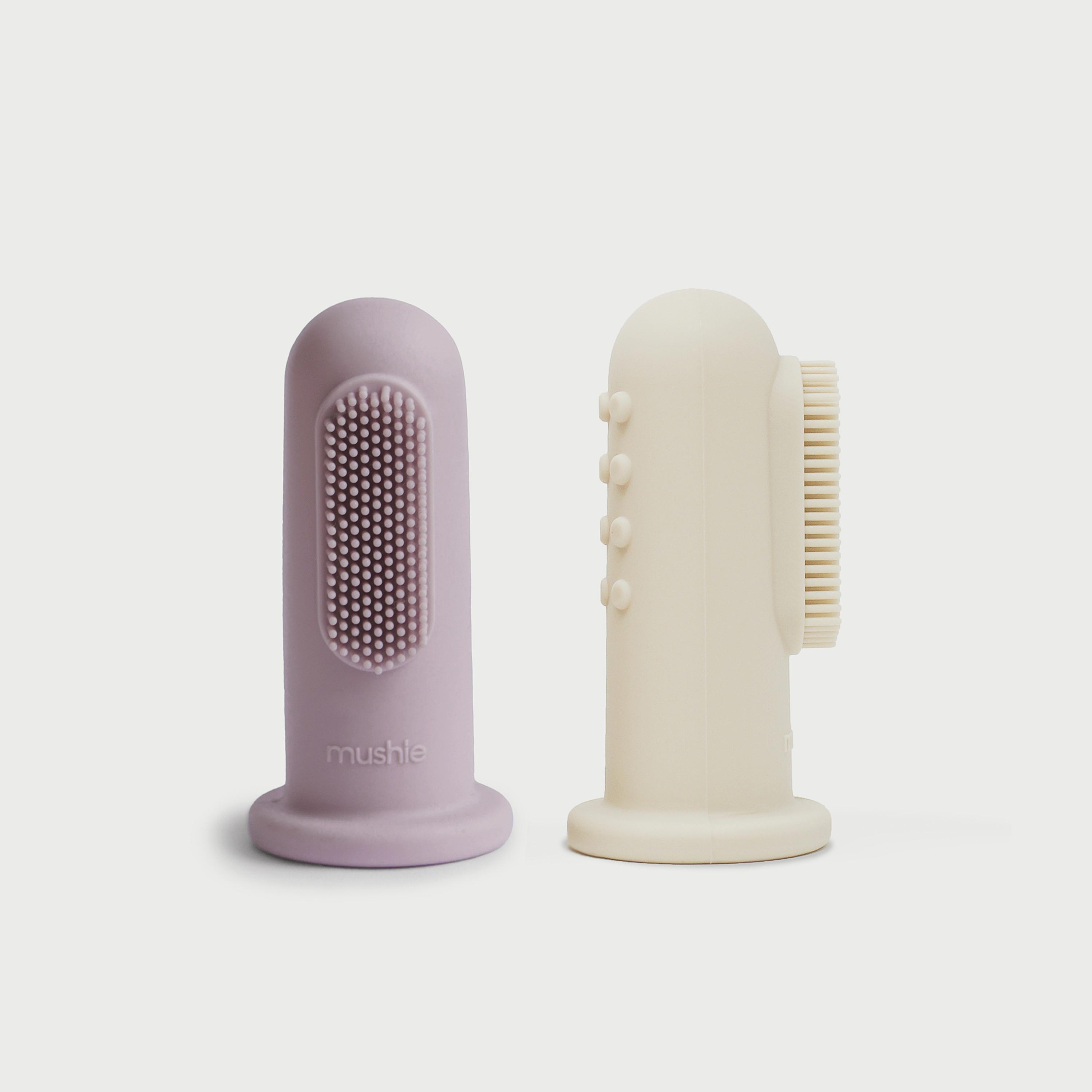 Mushie Finger Toothbrush Soft Lilac/Ivory-baby-bathandcare-oralcare-image-1