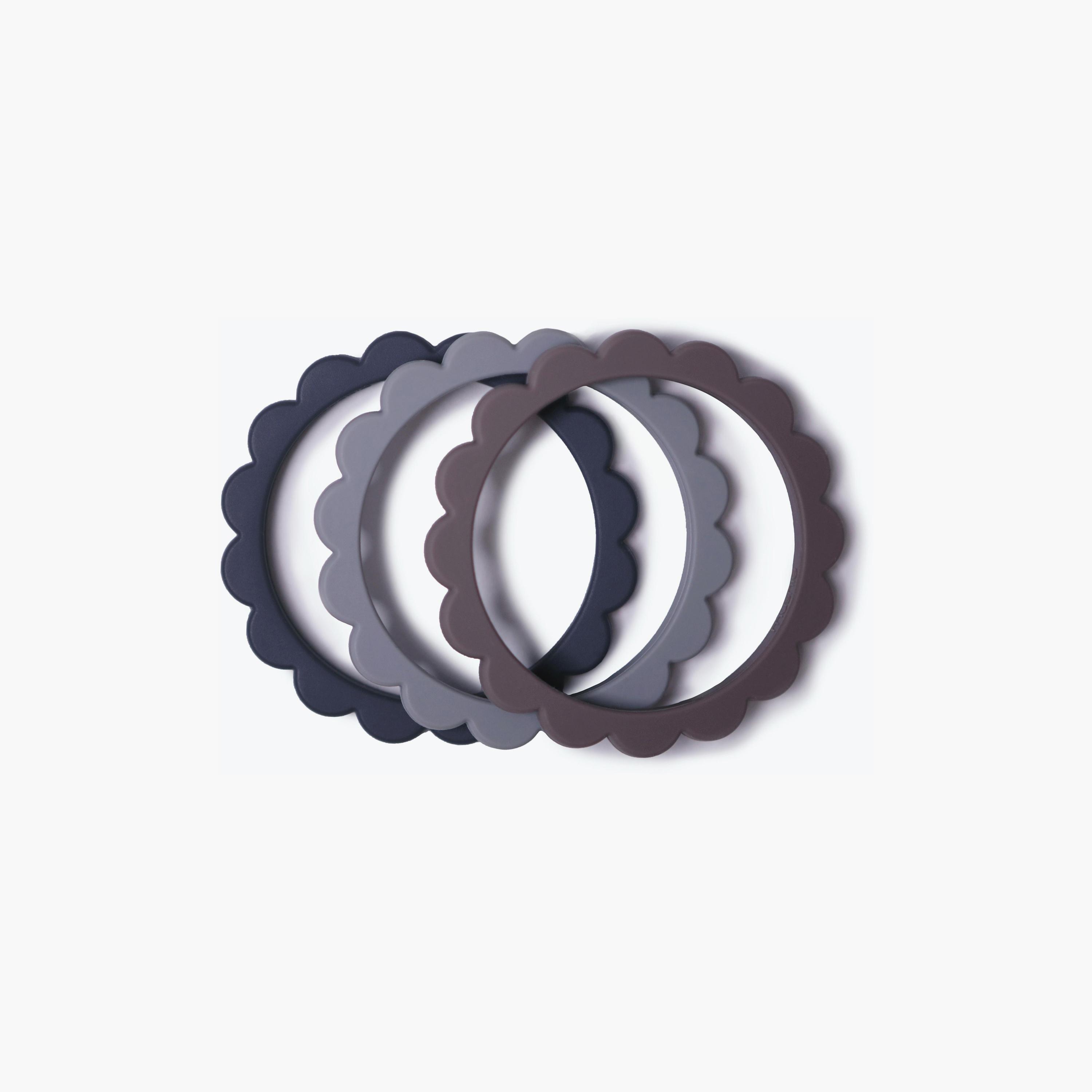 Mushie 3-Piece Flower Bracelet Dove Grey/Steel/Stone-baby-feeding-teethers-image-1