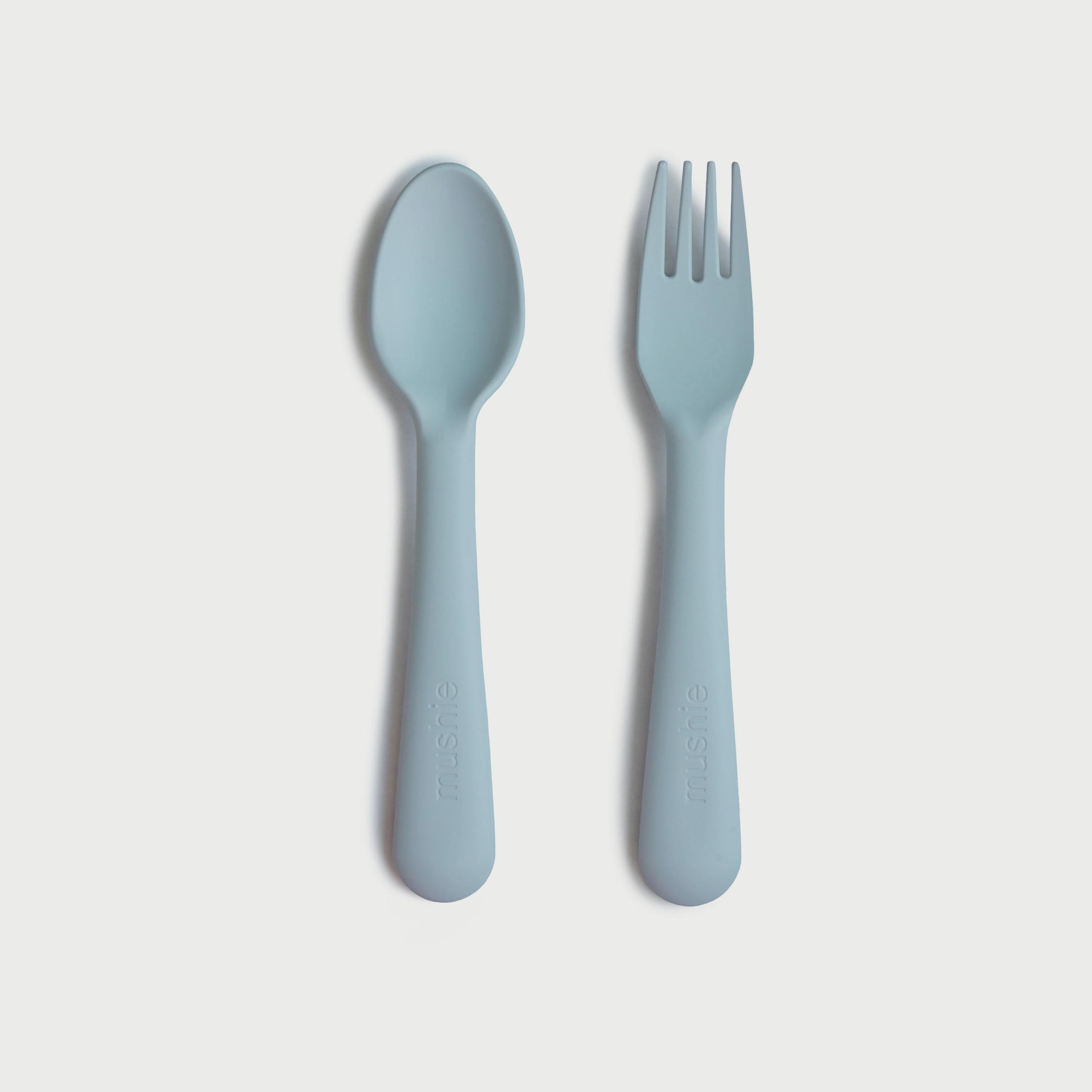 Mushie Fork & Spoon Powder Blue-baby-feeding-mealtimeessentials-image-1