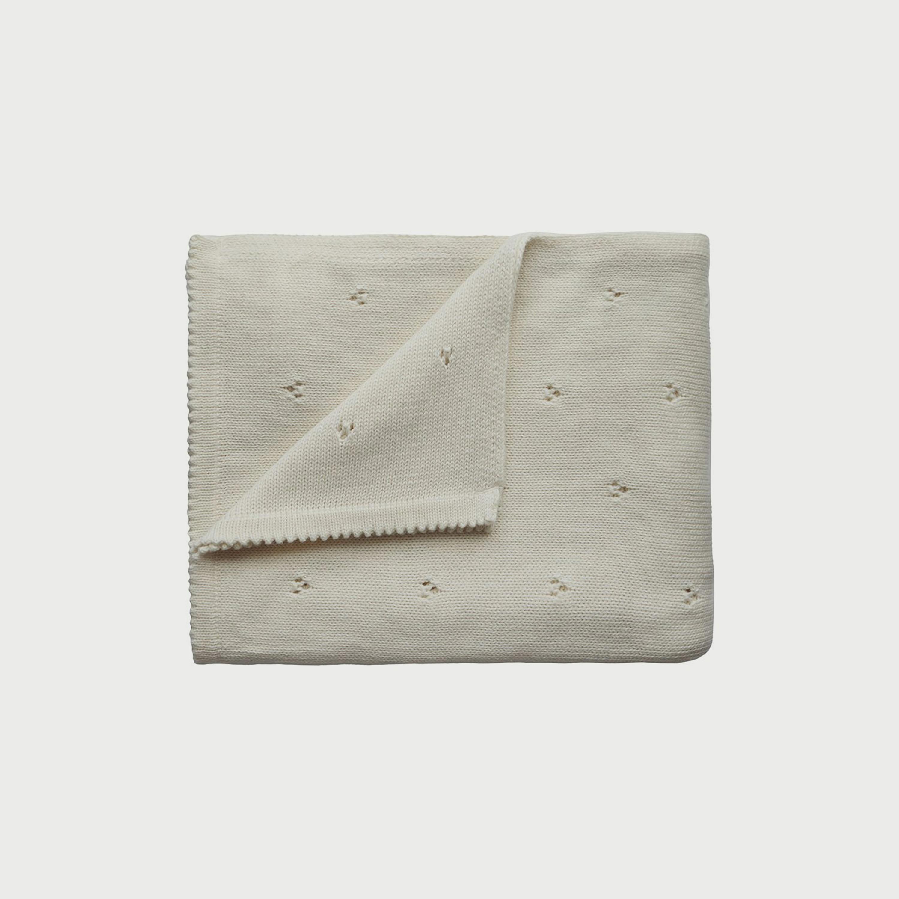 Mushie Knitted Baby Blanket Pointelle Ivory-baby-nursery-blanketsandswaddles-swaddlesandsleepingbags-image-1