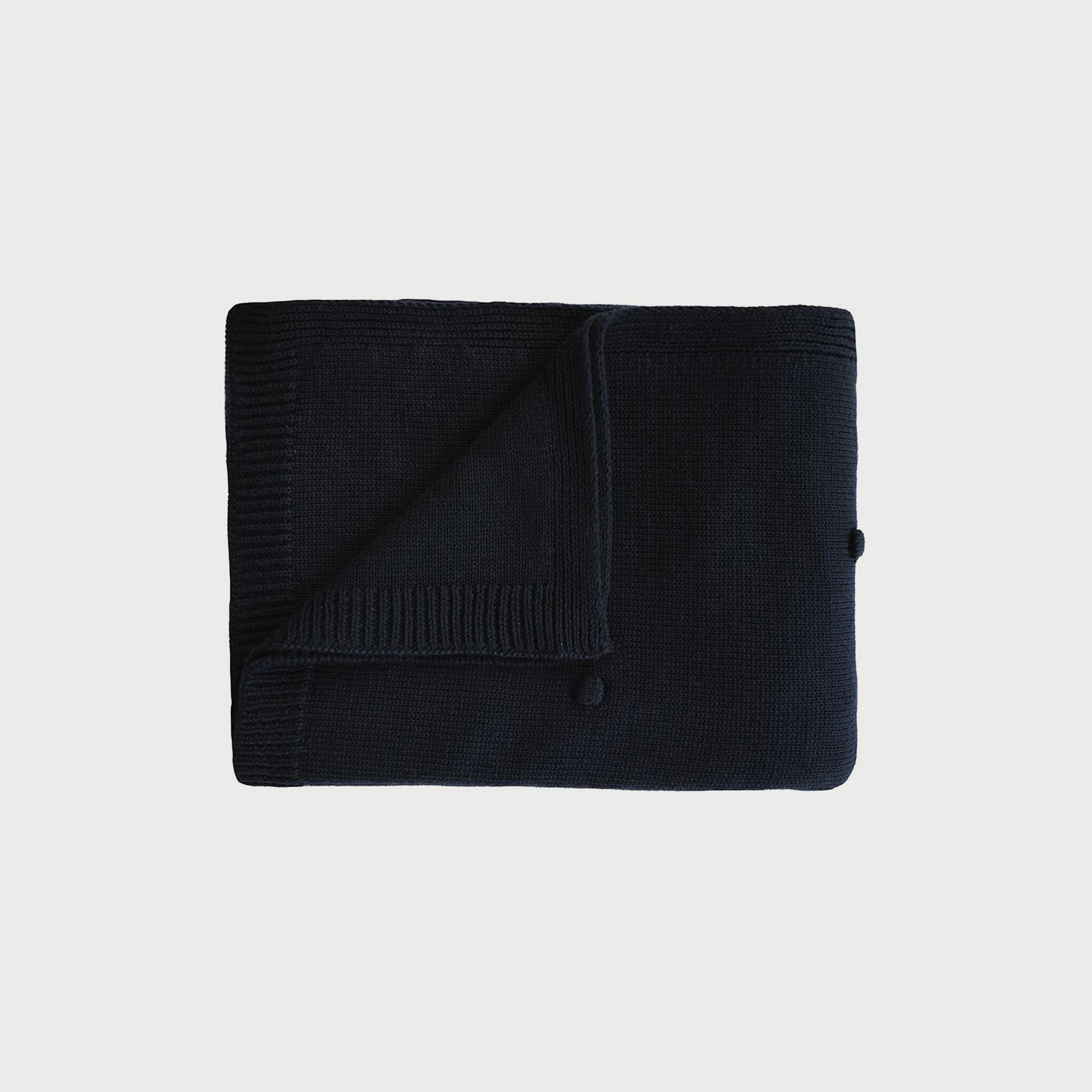 Mushie Knitted Baby Blanket Textured Dots Dark Navy-baby-nursery-blanketsandswaddles-swaddlesandsleepingbags-image-1