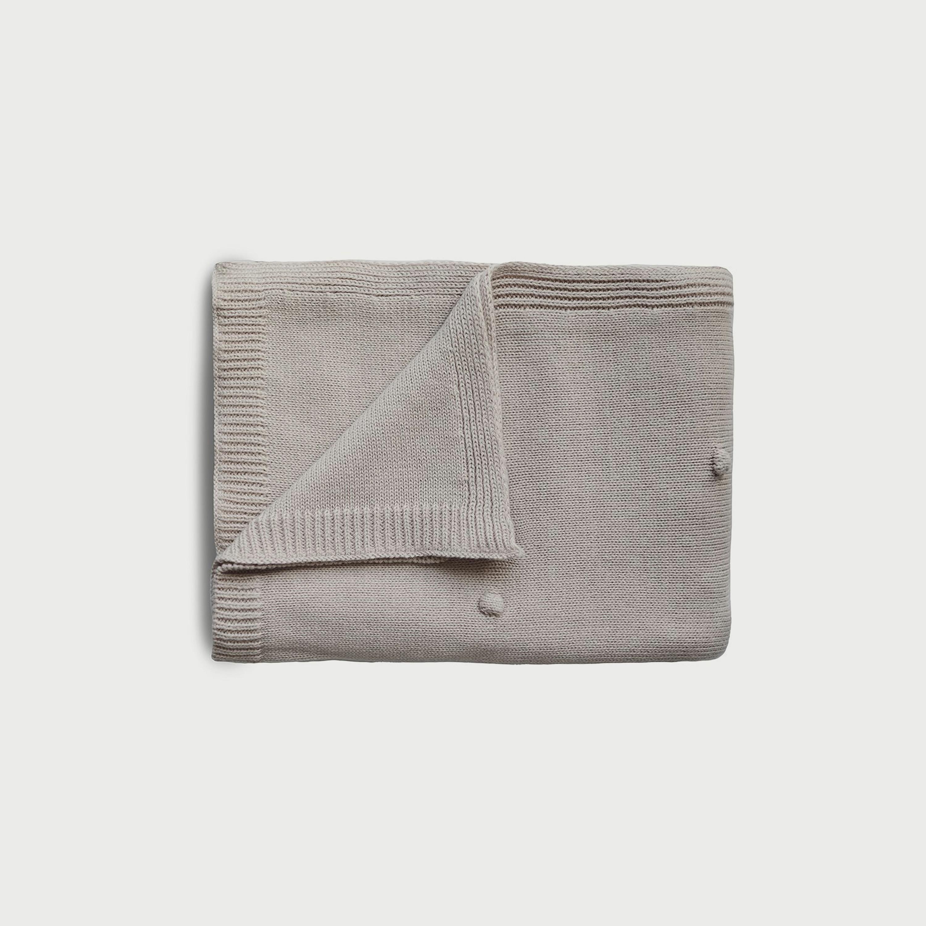 Mushie Knitted Baby Blanket Textured Dots Off White Melange-baby-nursery-blanketsandswaddles-swaddlesandsleepingbags-image-1
