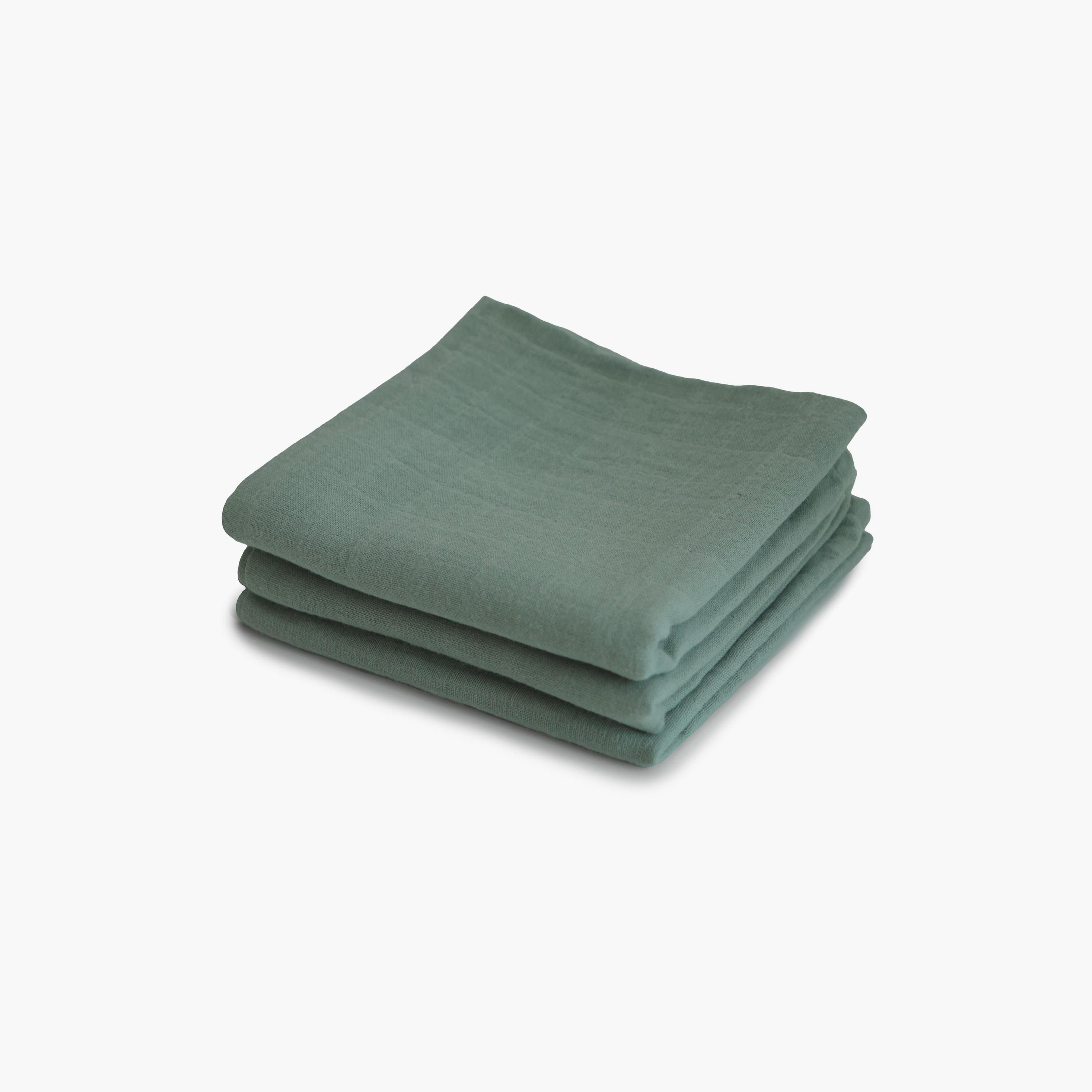 قماش موسلين 3 قطع من موشي - أخضر روماني - 58.42x59.69 سم-baby-bathandcare-towels-image-1