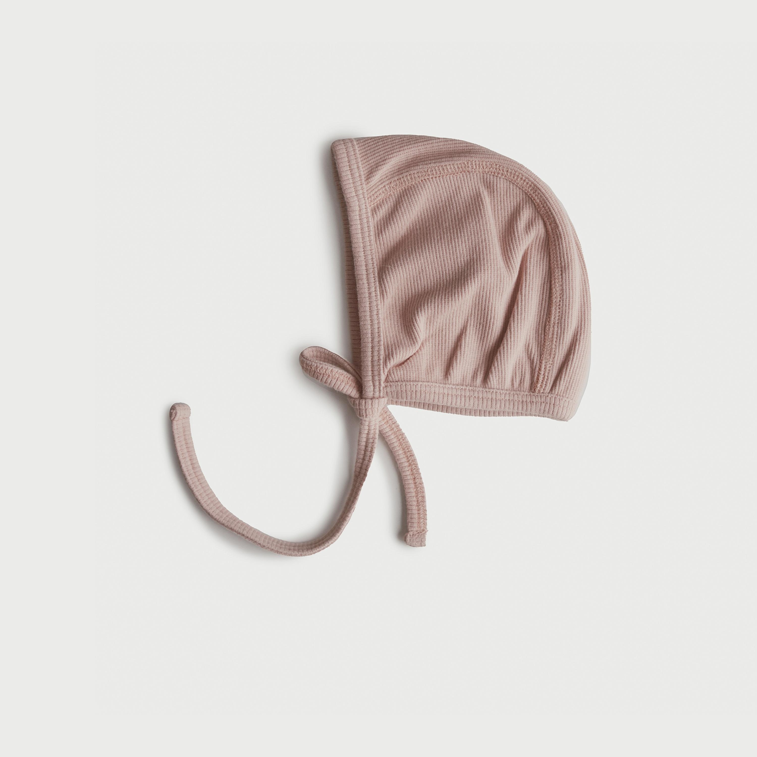 Mushie Ribbed Knotted Baby Bonnet Blush-baby-boys-accessories-caps-image-1