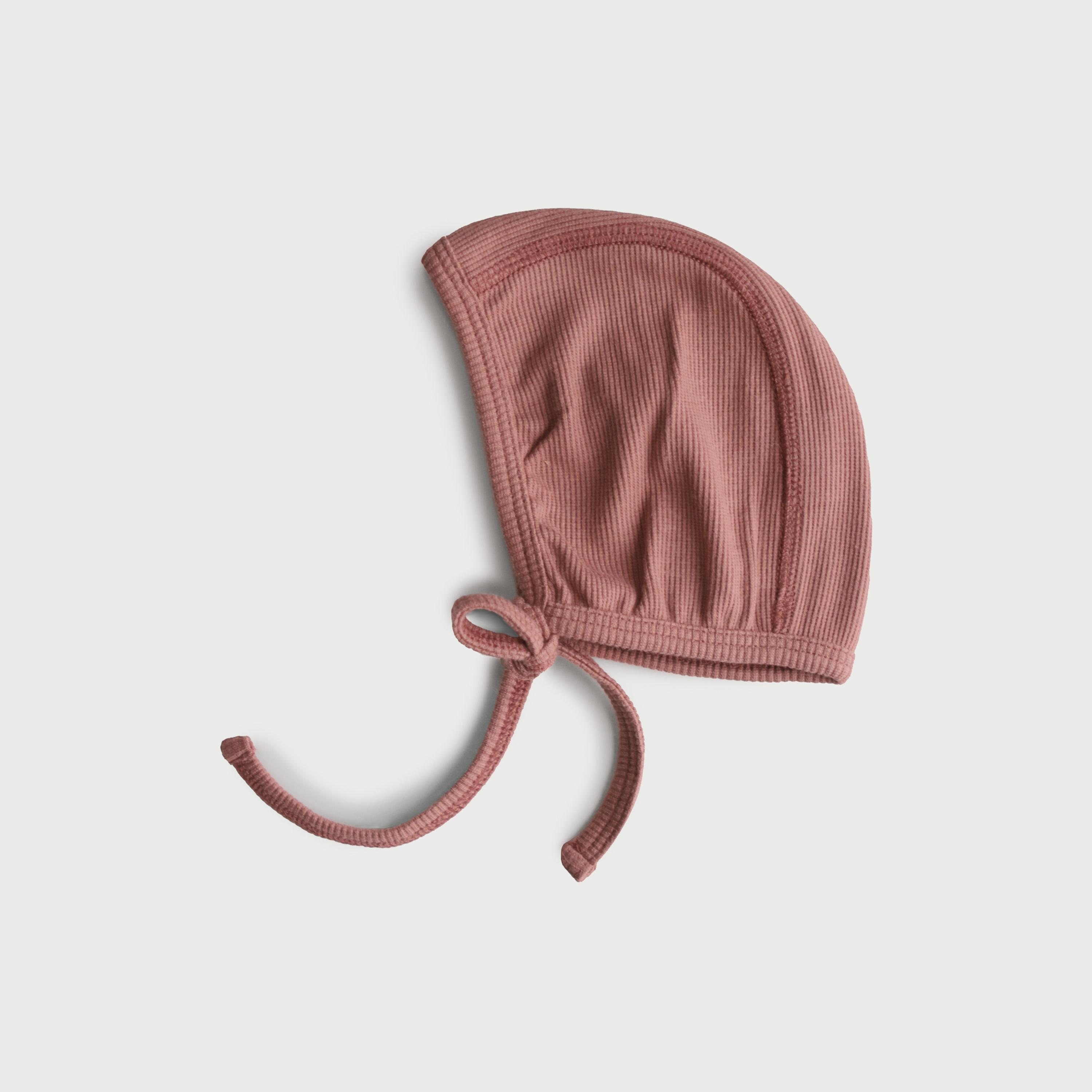 Mushie Ribbed Knotted Baby Bonnet Cedar-baby-boys-accessories-caps-image-1