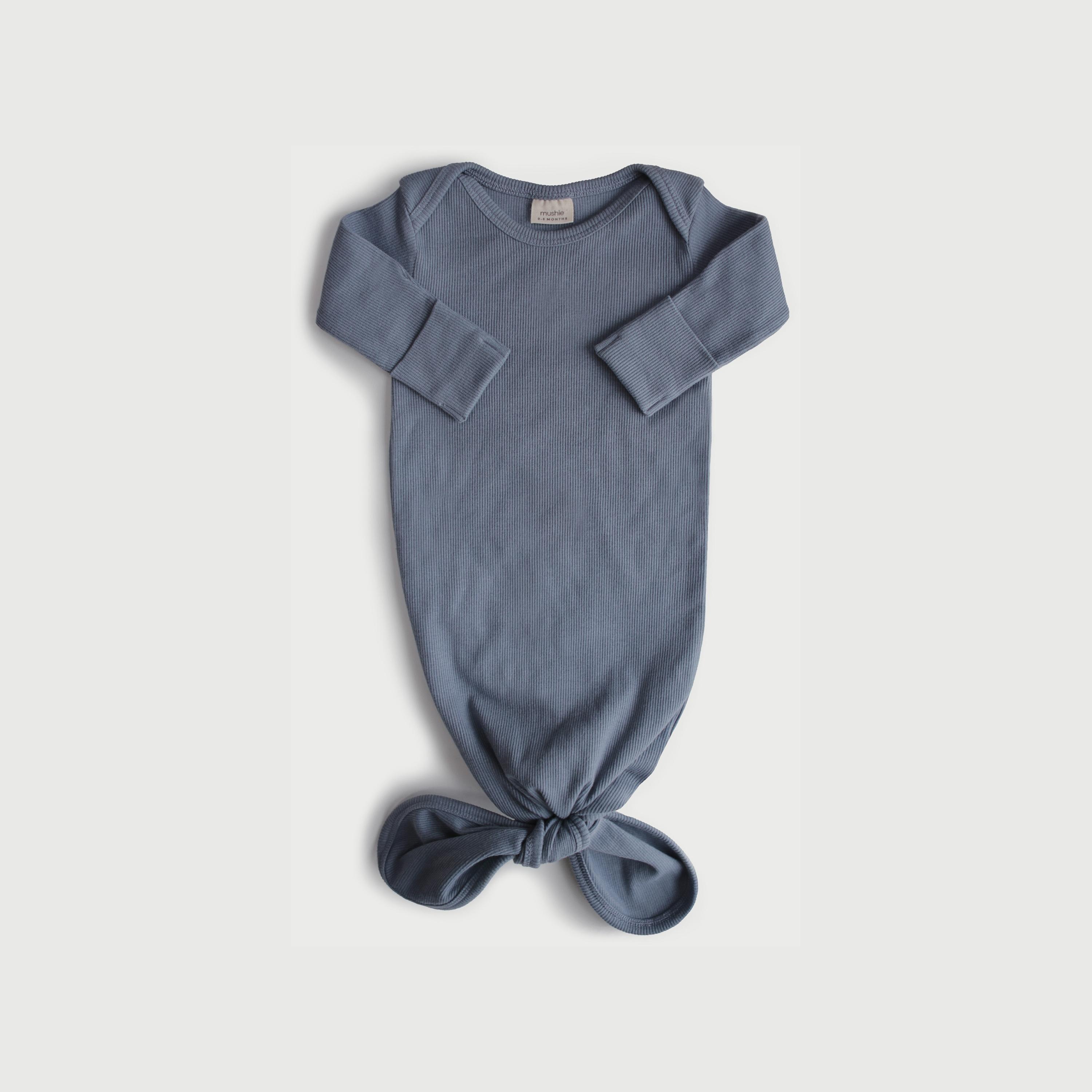 Mushie Ribbed Knotted Baby Gown Tradewinds-baby-girls-clothing-nightwear-sleepsuits-image-1