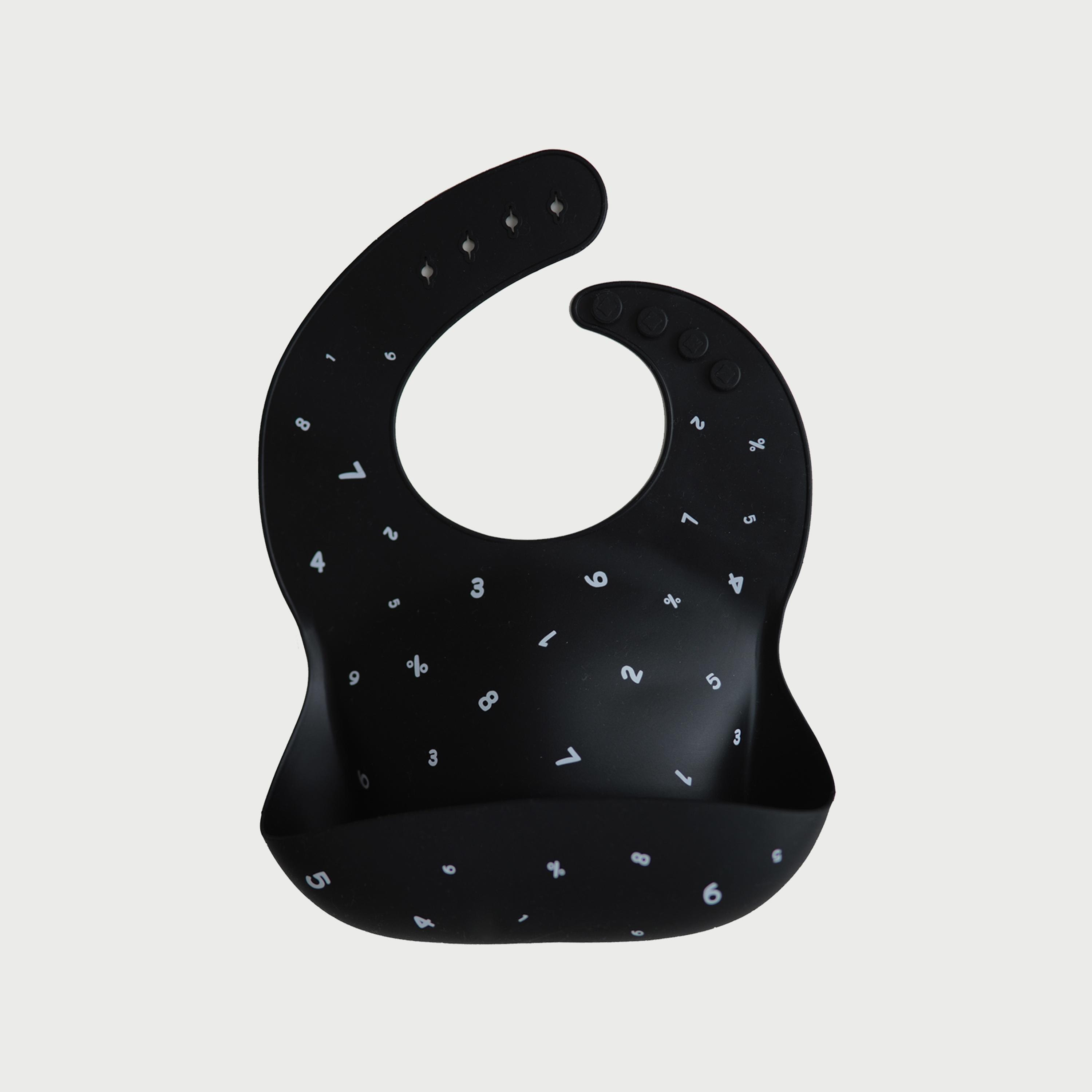 Mushie Silicone Bib Black Numbers-baby-feeding-bibs-image-1