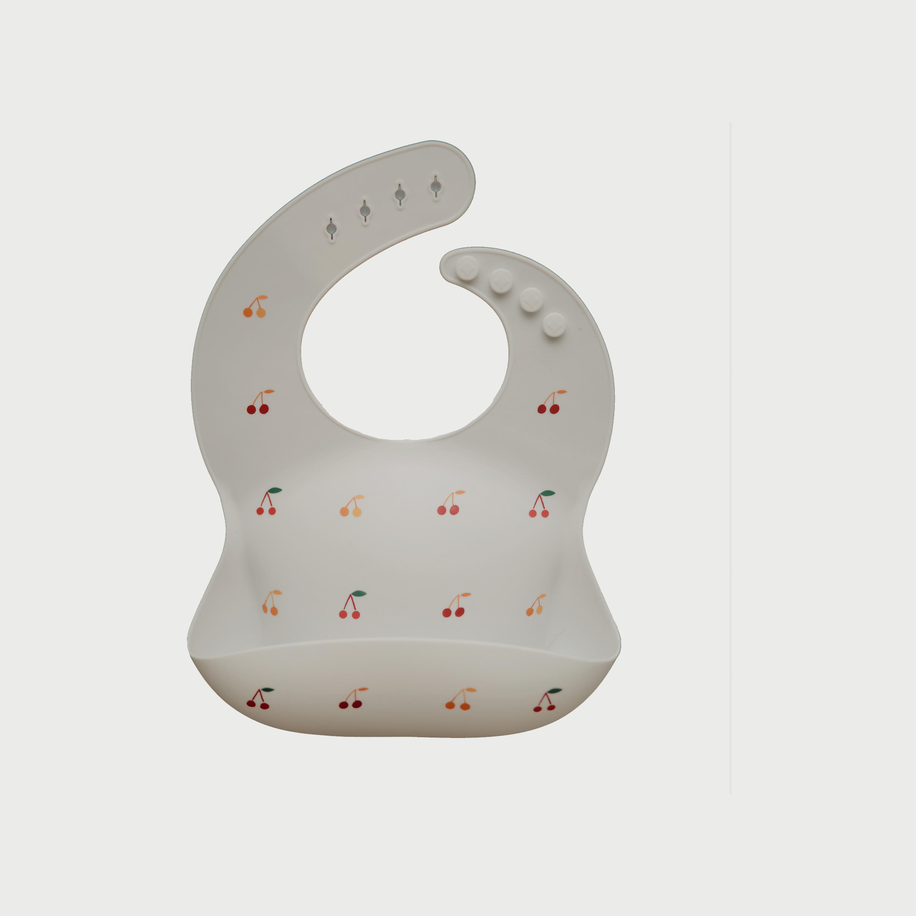 Mushie Silicone Bib Cherries-baby-feeding-bibs-image-1