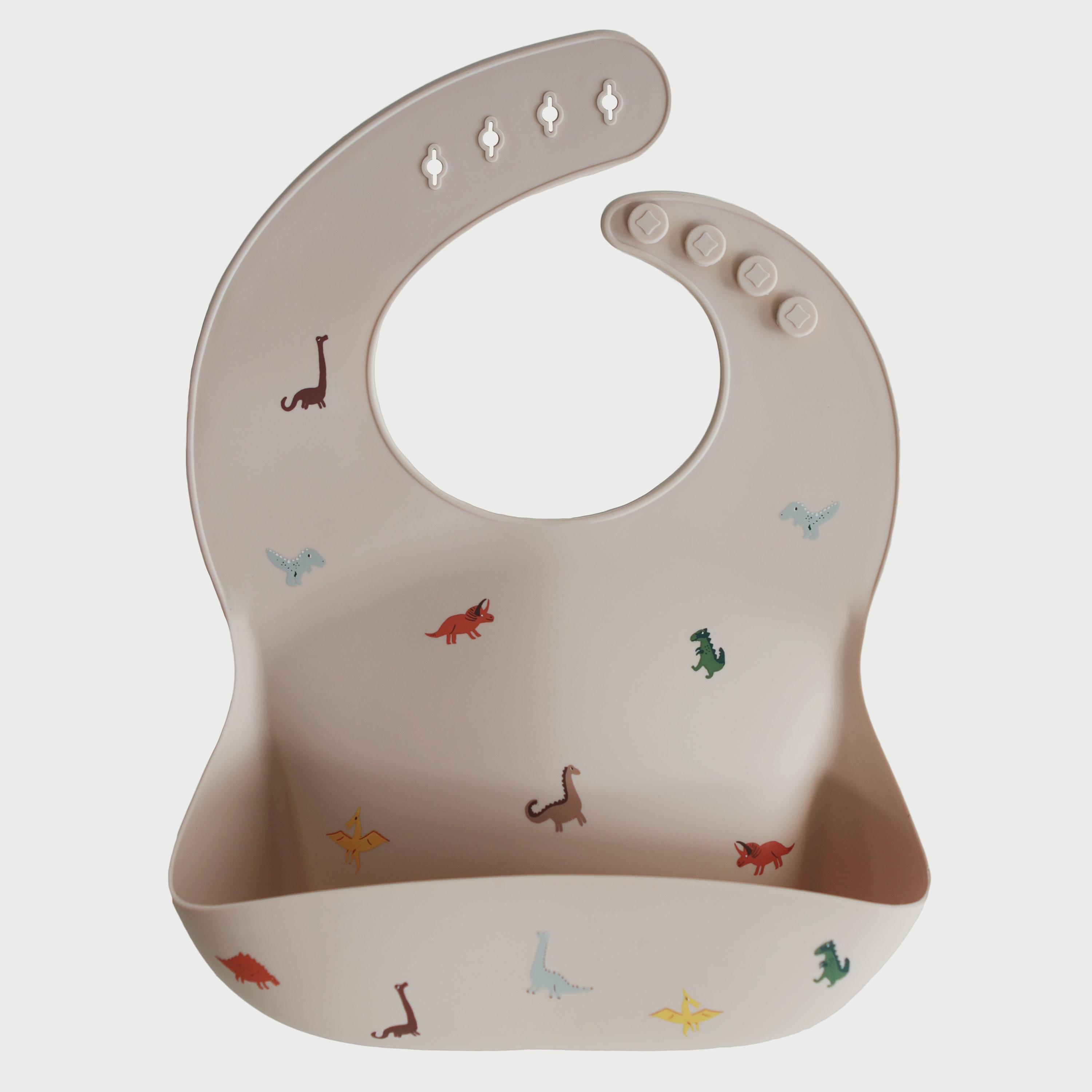 Mushie Silicone Bib Dinosaurs-baby-feeding-bibs-image-1