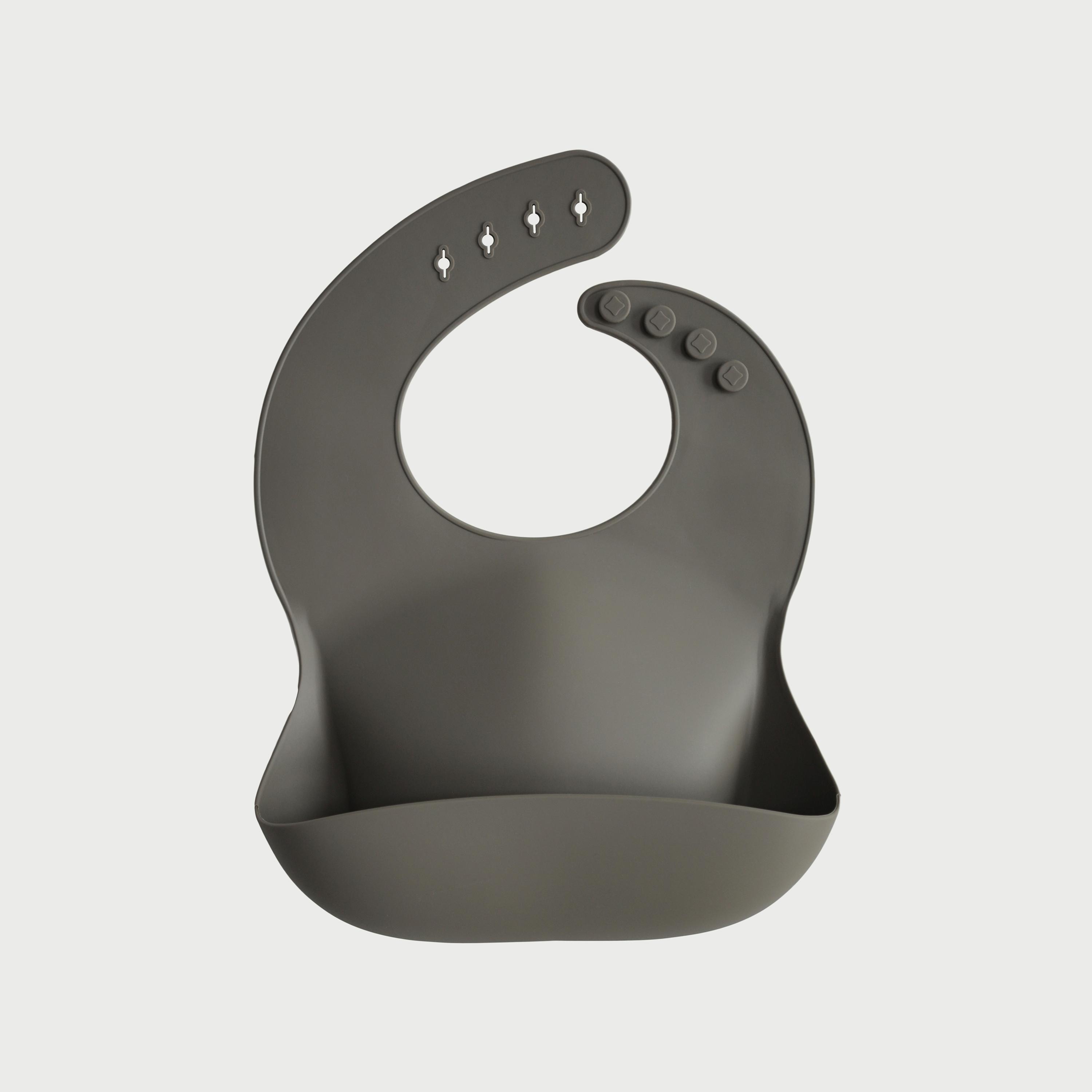 Mushie Silicone Bib Dove Grey-baby-feeding-bibs-image-1