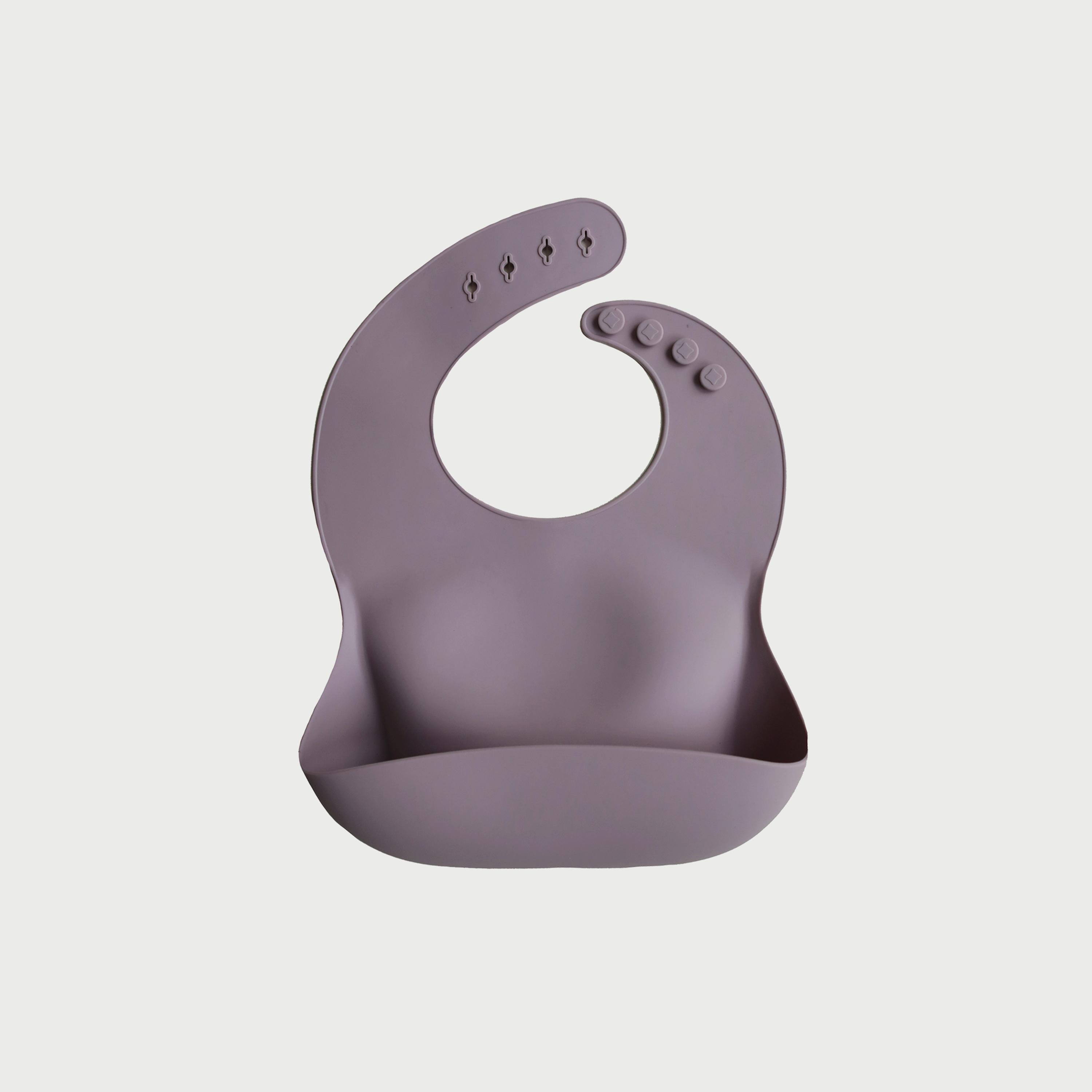 Mushie Silicone Bib Pale Mauve-baby-feeding-bibs-image-1