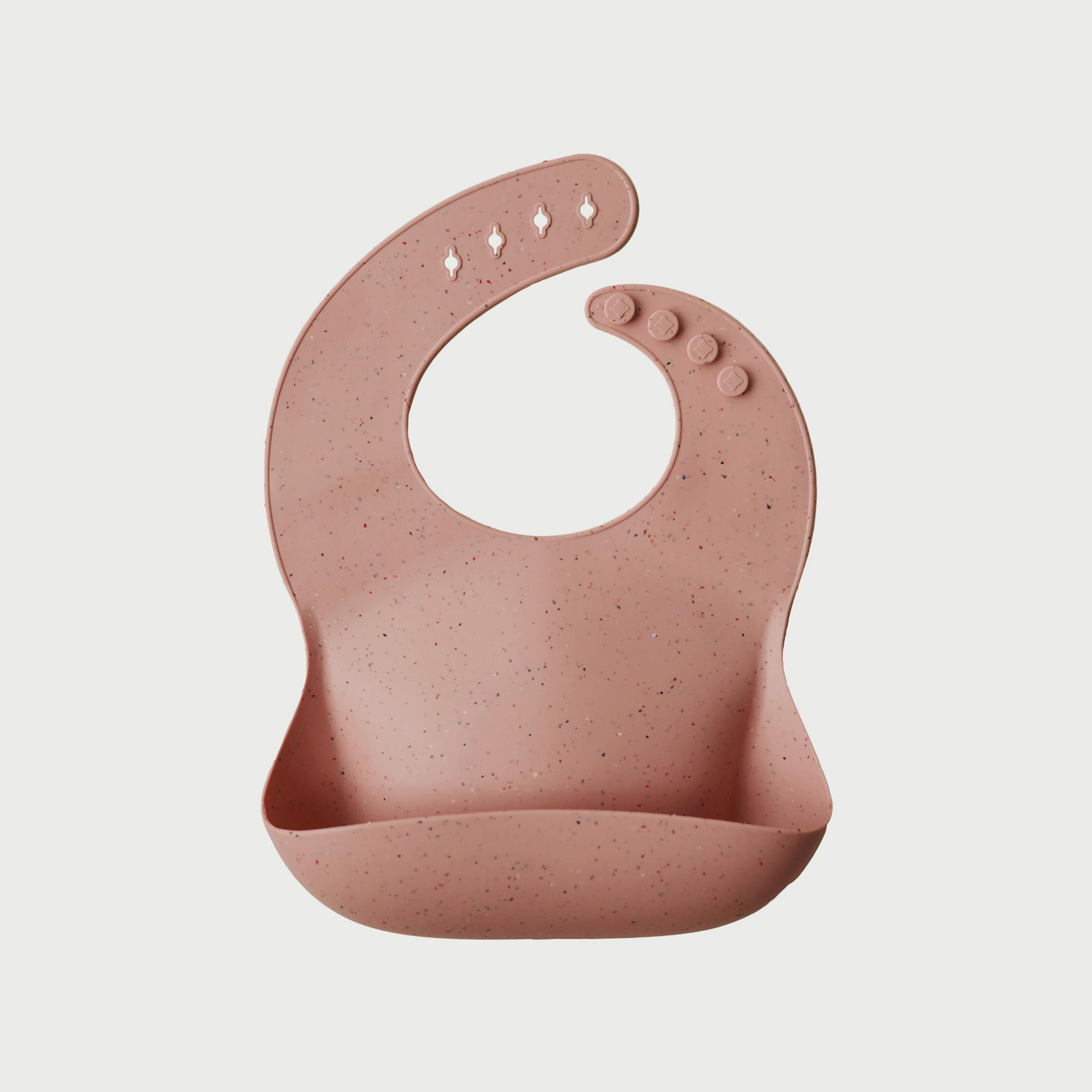 Mushie Silicone Bib Peach Terrazzo-baby-feeding-bibs-image-1