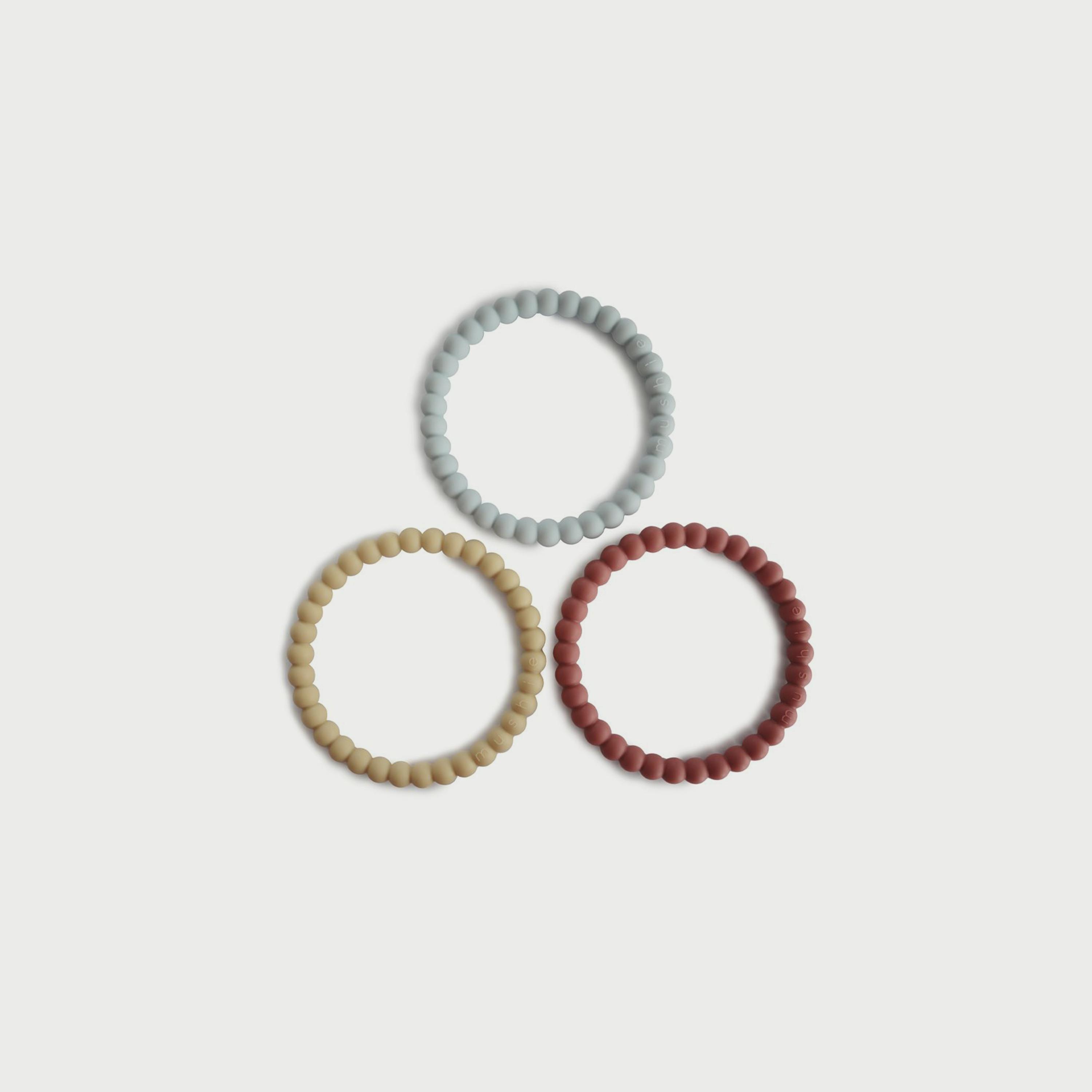 Mushie Silicone Pearl Teether Bracelets Mellow/Terracotta/Periwinkle-baby-feeding-teethers-image-1