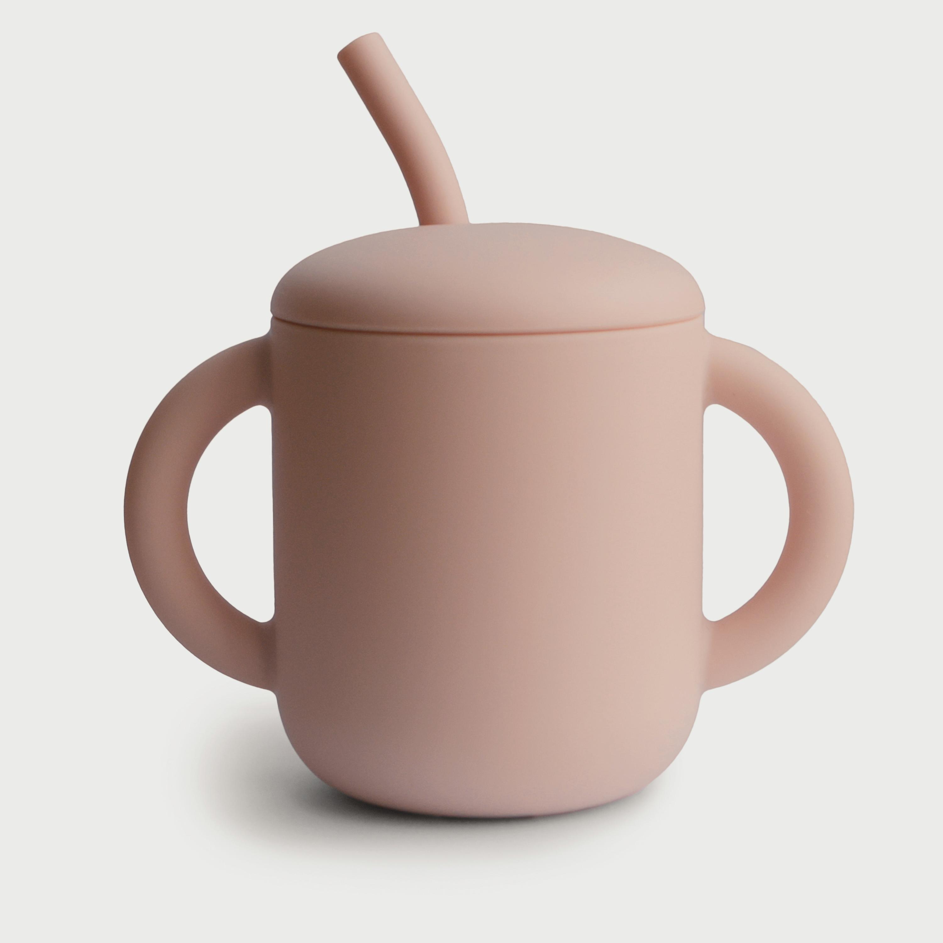 Mushie Silicone Training Cup + Straw Blush-baby-feeding-mealtimeessentials-image-1