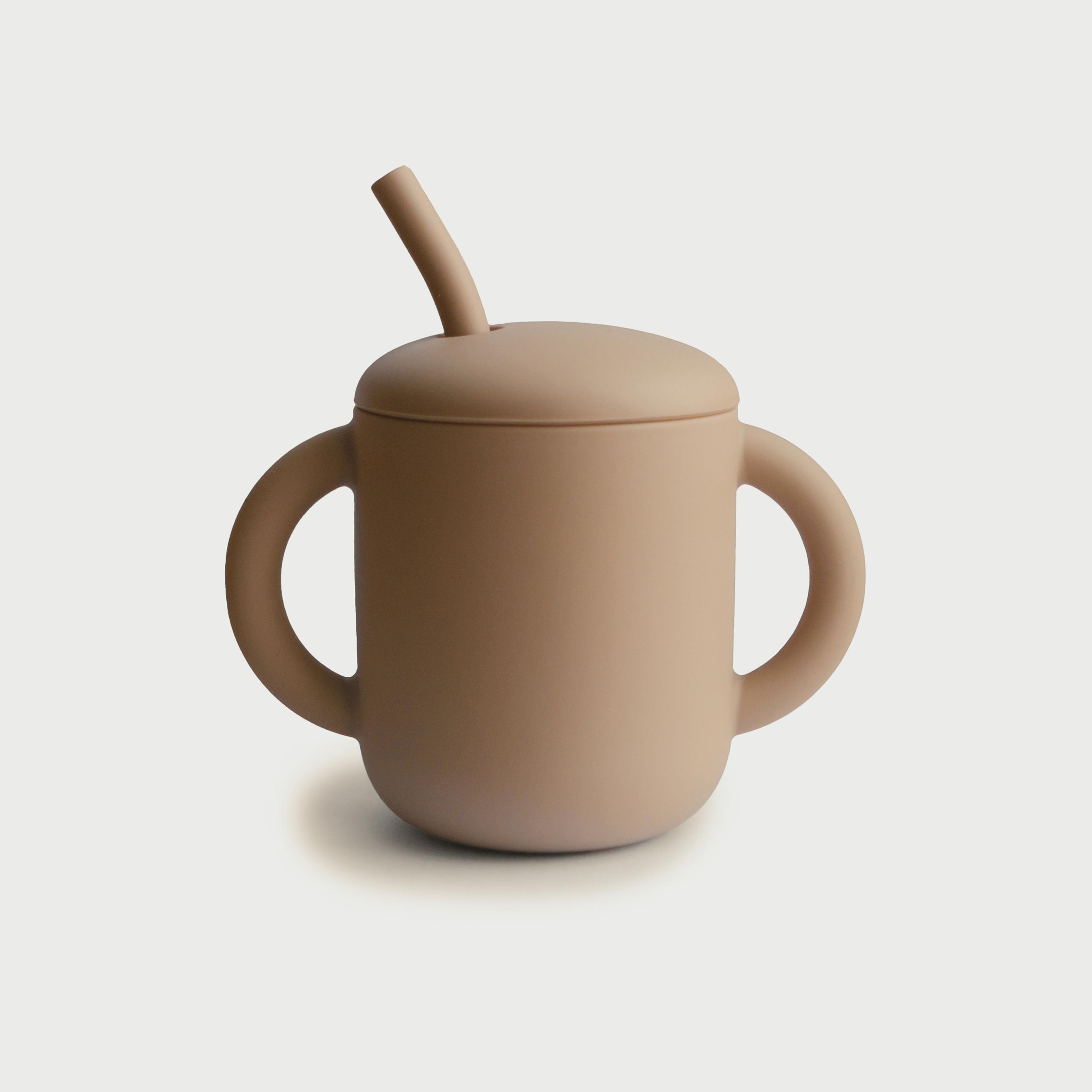 Mushie Silicone Training Cup + Straw Natural-baby-feeding-mealtimeessentials-image-1