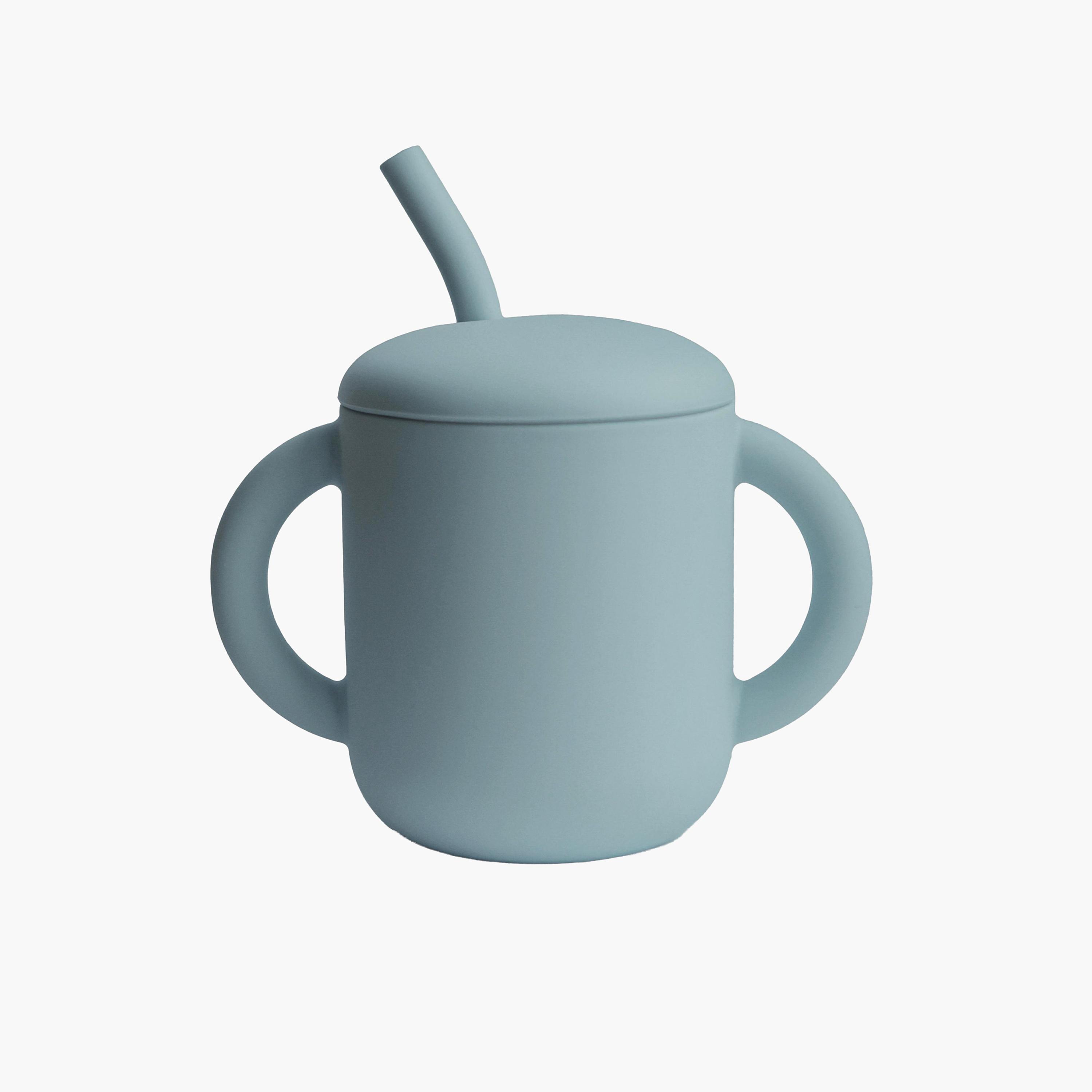 Mushie Silicone Training Cup + Straw Powder Blue-baby-feeding-mealtimeessentials-image-1