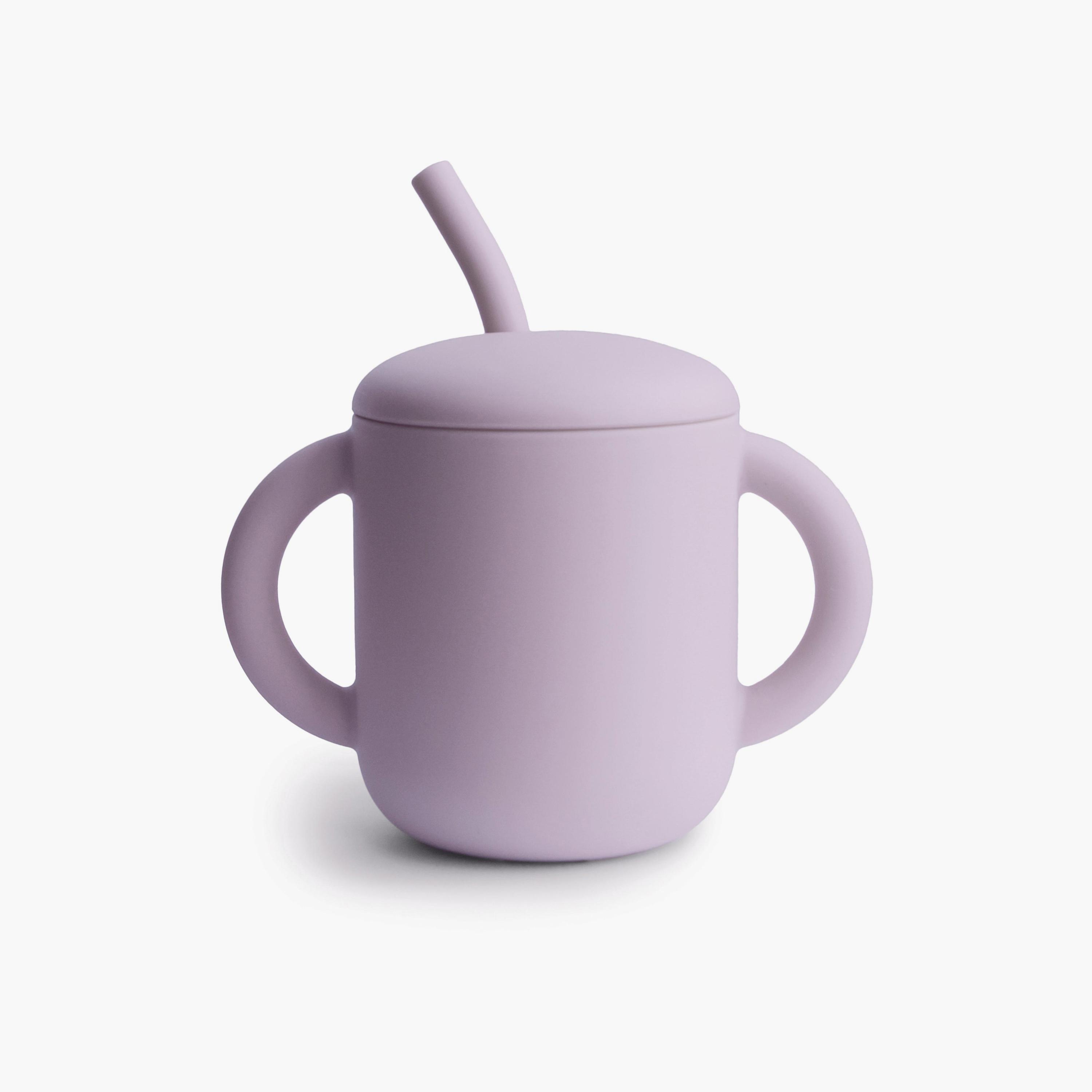 Mushie Silicone Training Cup + Straw Soft Lilac-baby-feeding-mealtimeessentials-image-1