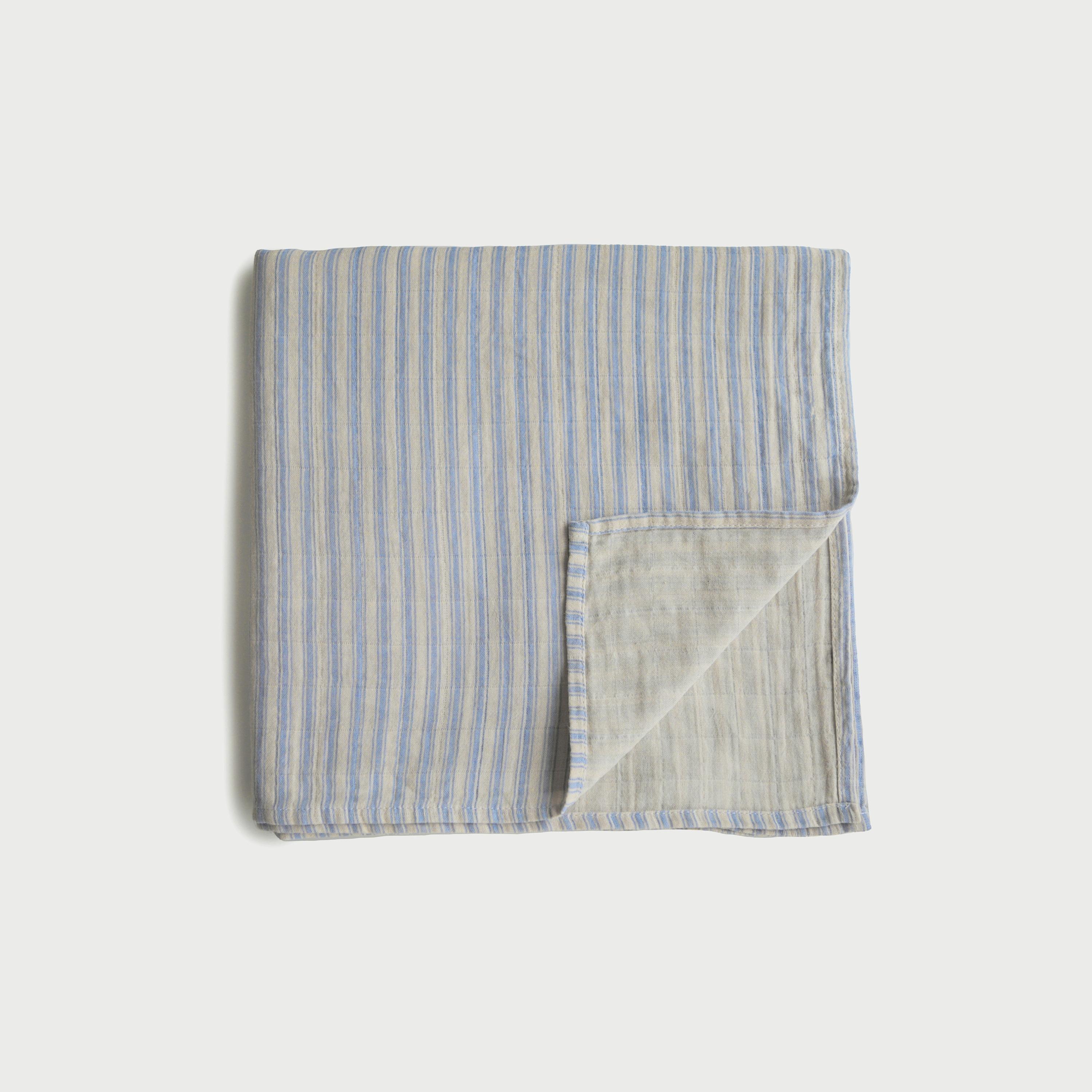 Mushie Swaddle Blue Stripe-baby-nursery-blanketsandswaddles-swaddlesandsleepingbags-image-1