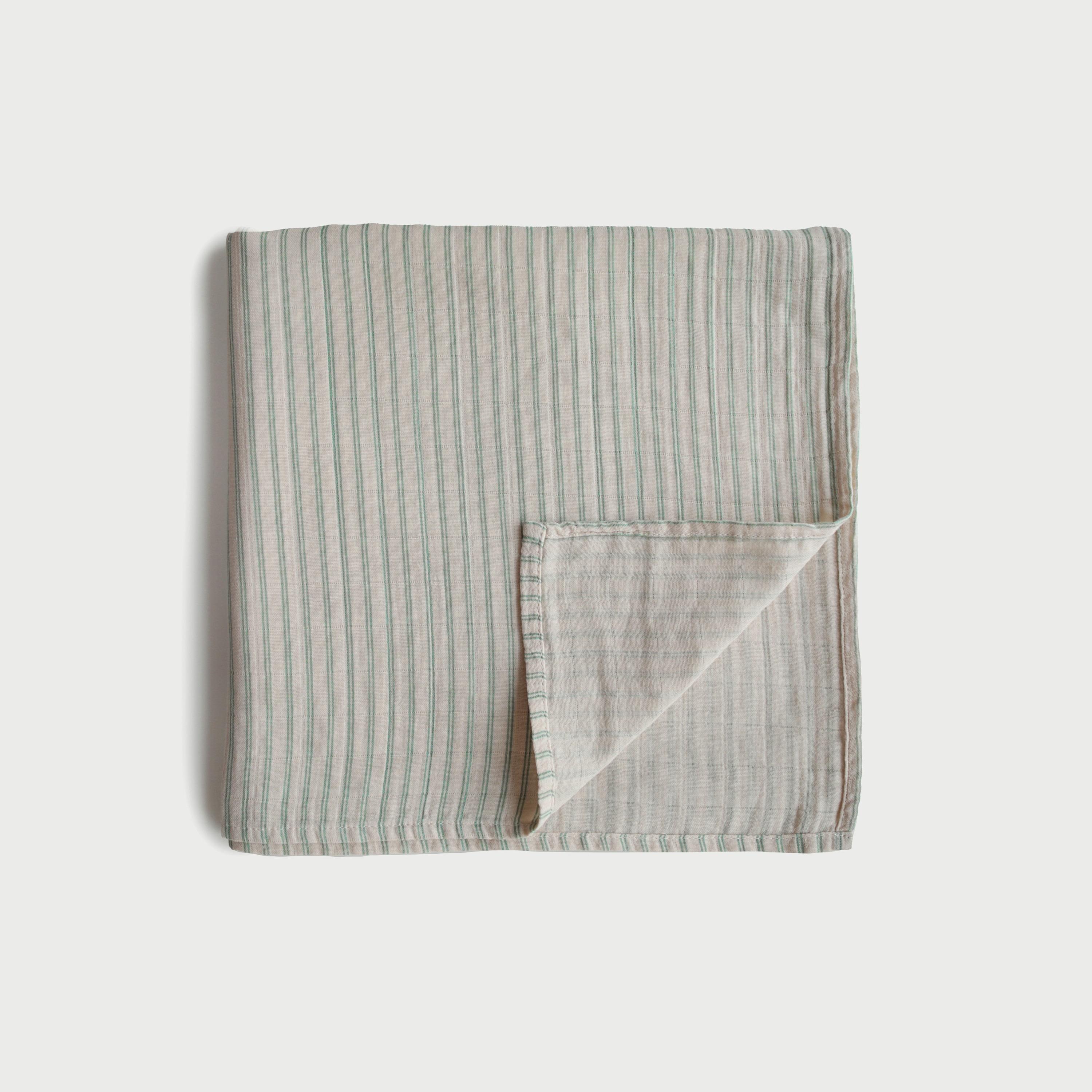 Mushie Swaddle Sage Stripe-baby-nursery-blanketsandswaddles-swaddlesandsleepingbags-image-1