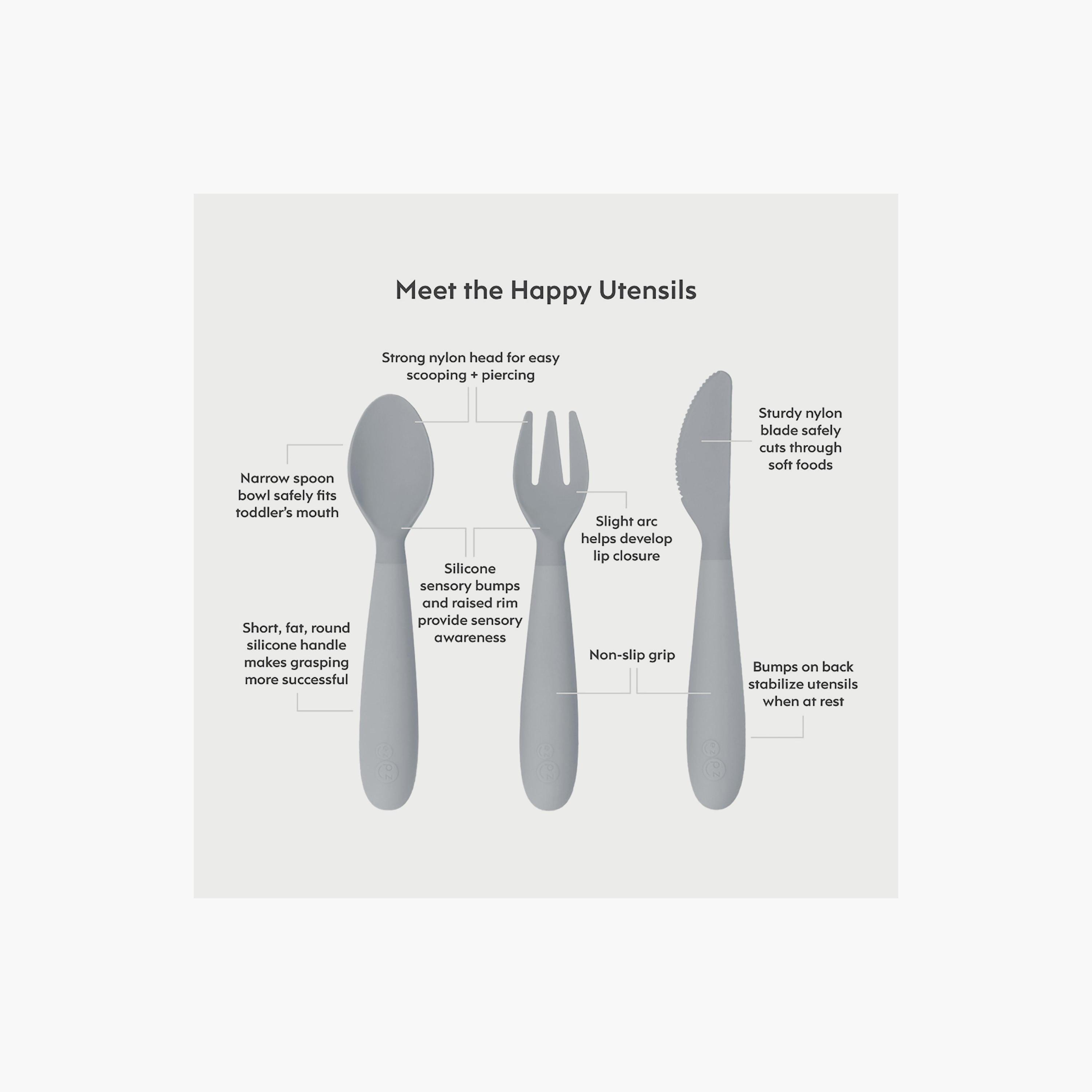 ezpz Developmental Utensil Set, Pewter-baby-feeding-mealtimeessentials-image-2