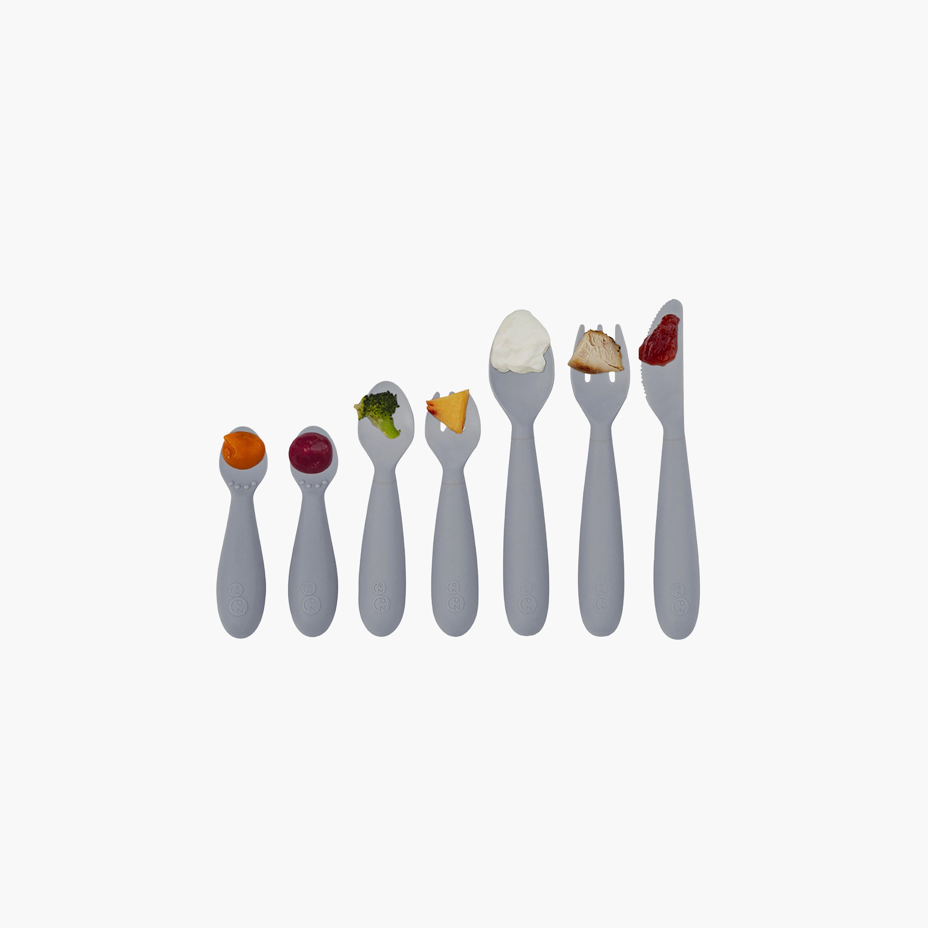 ezpz Developmental Utensil Set, Pewter-baby-feeding-mealtimeessentials-image-3