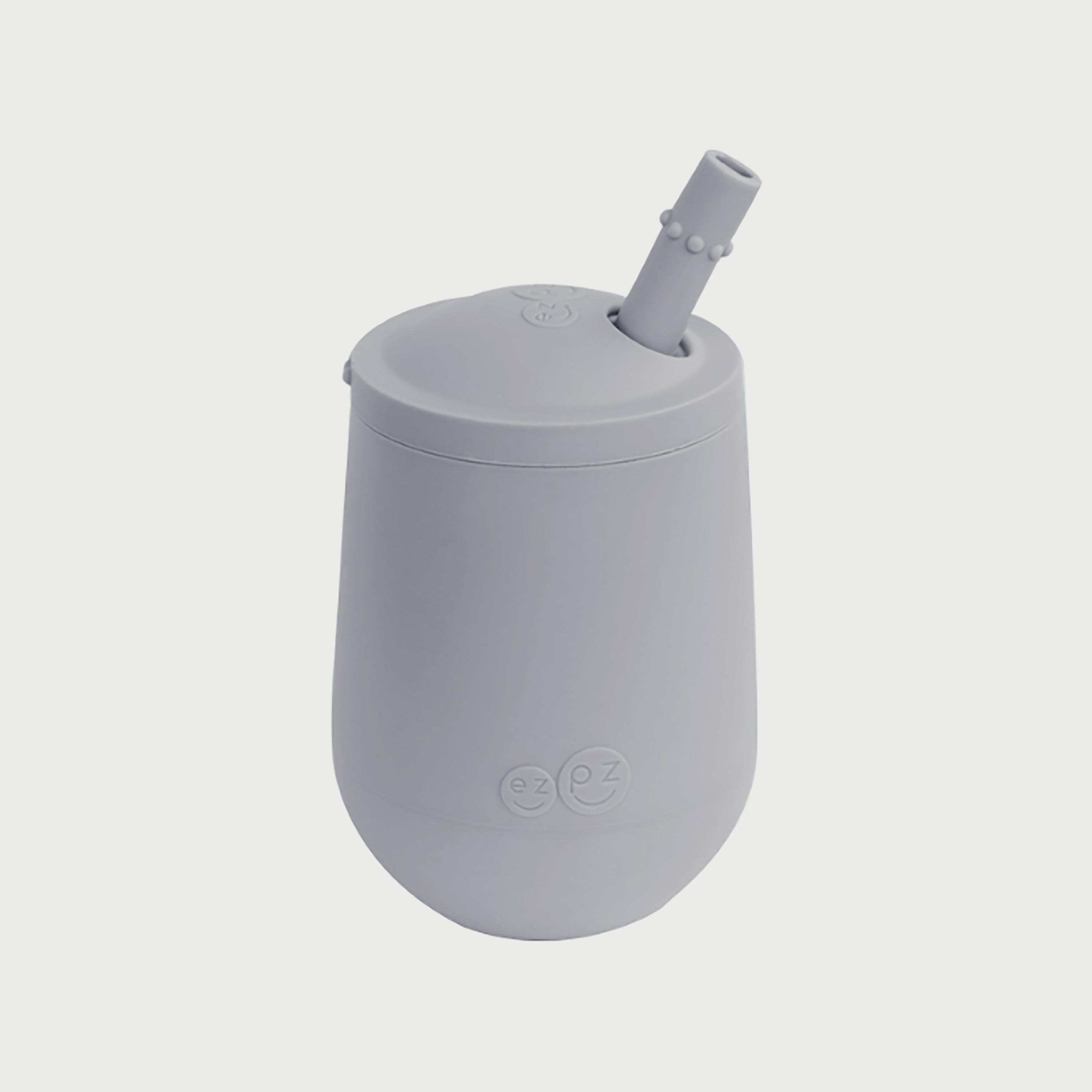 ezpz Mini Cup & Straw Training System, Pewter-baby-feeding-mealtimeessentials-image-1